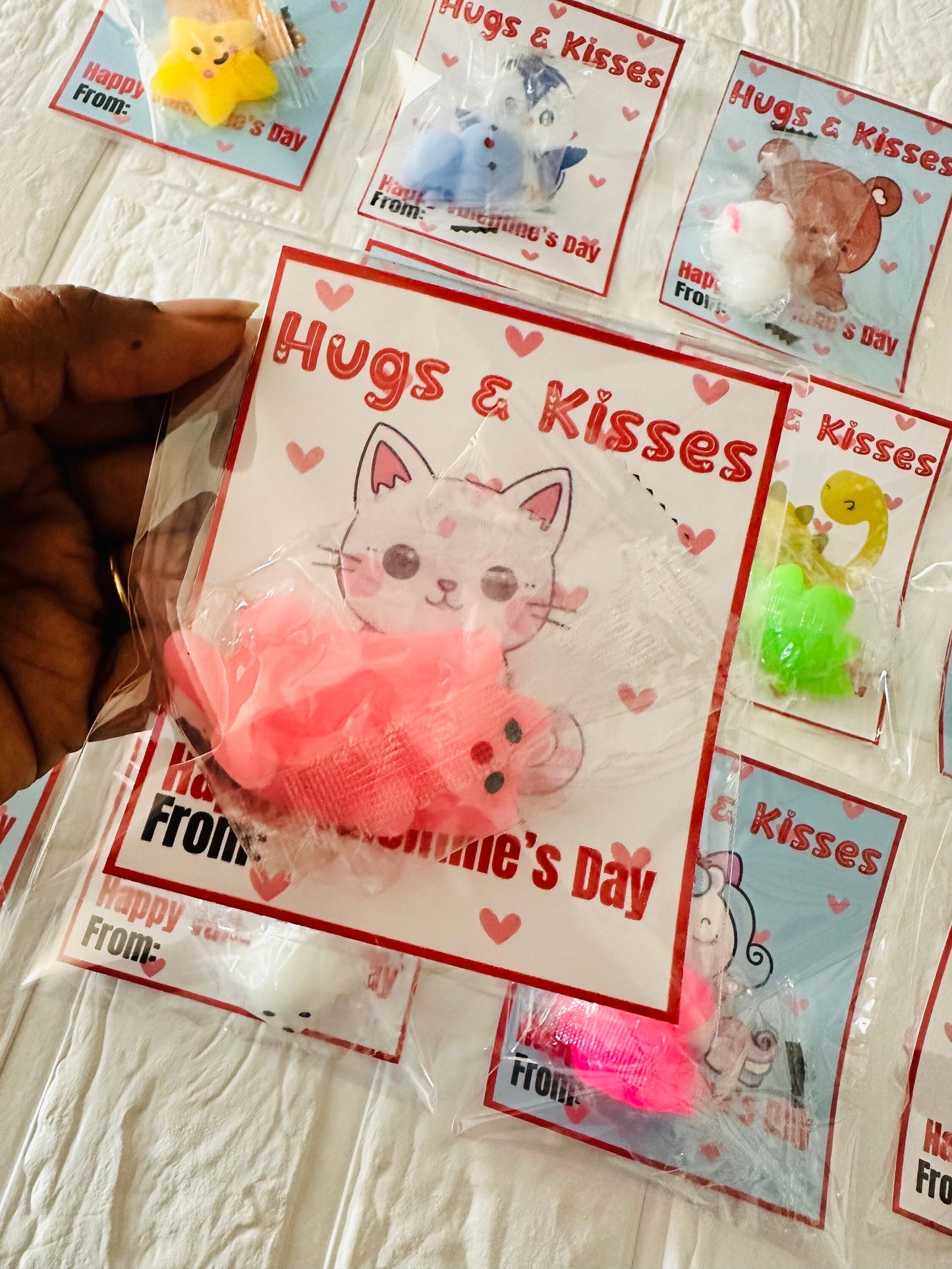 Kids Classroom Valentines,Squishy Valentines,kawaii Mochi Squishy Cards,Mixed Squishy Holders,Squishy holder cards,Valentine Kawaii Squishy