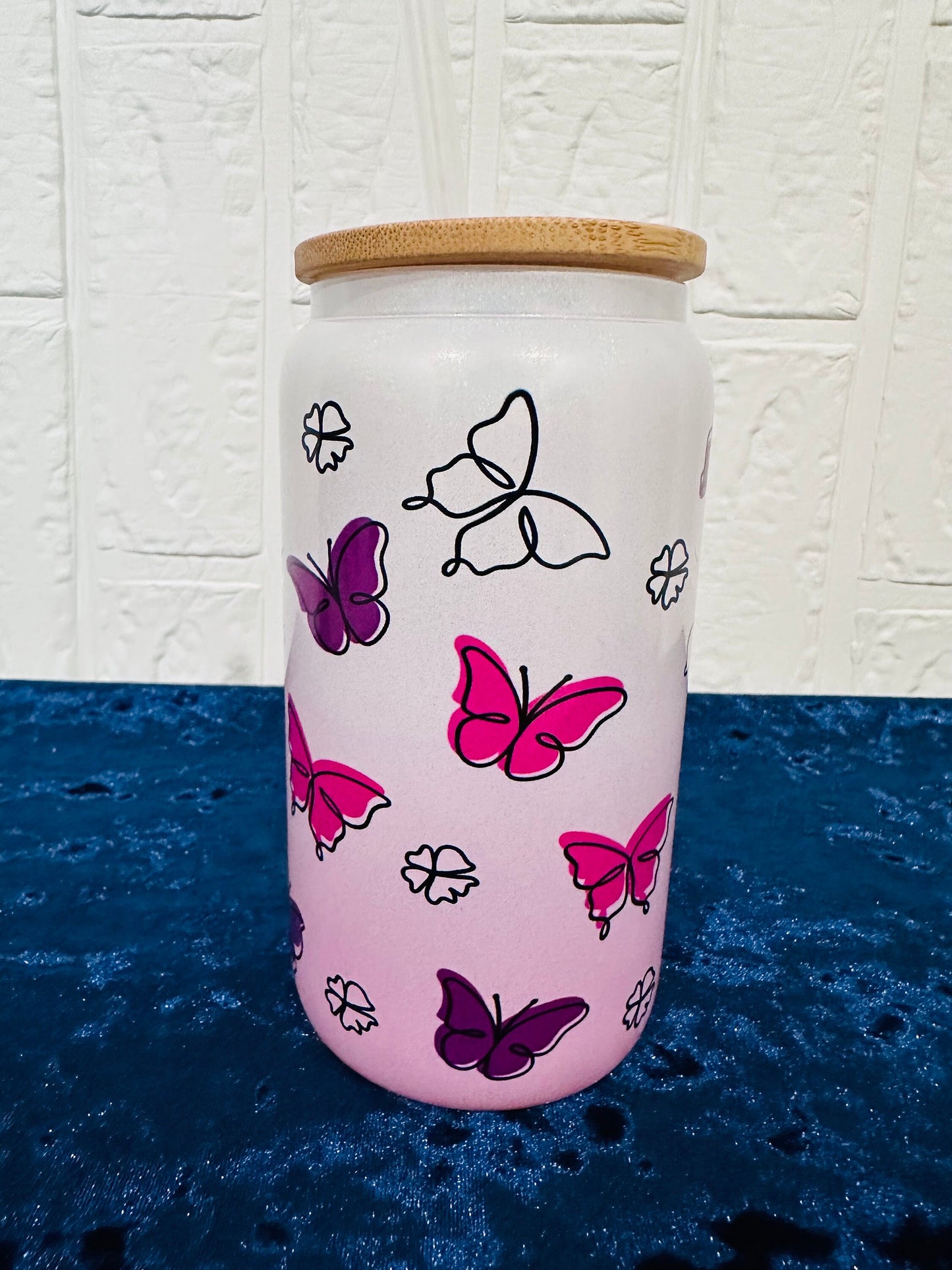16oz Libby Glass can, Gradient Ombre Pink Glass can, Gifts for Girls, Shimmer Glass Tumbler, 16oz Glass Tumbler, Glass Tumbler, Glass Cup