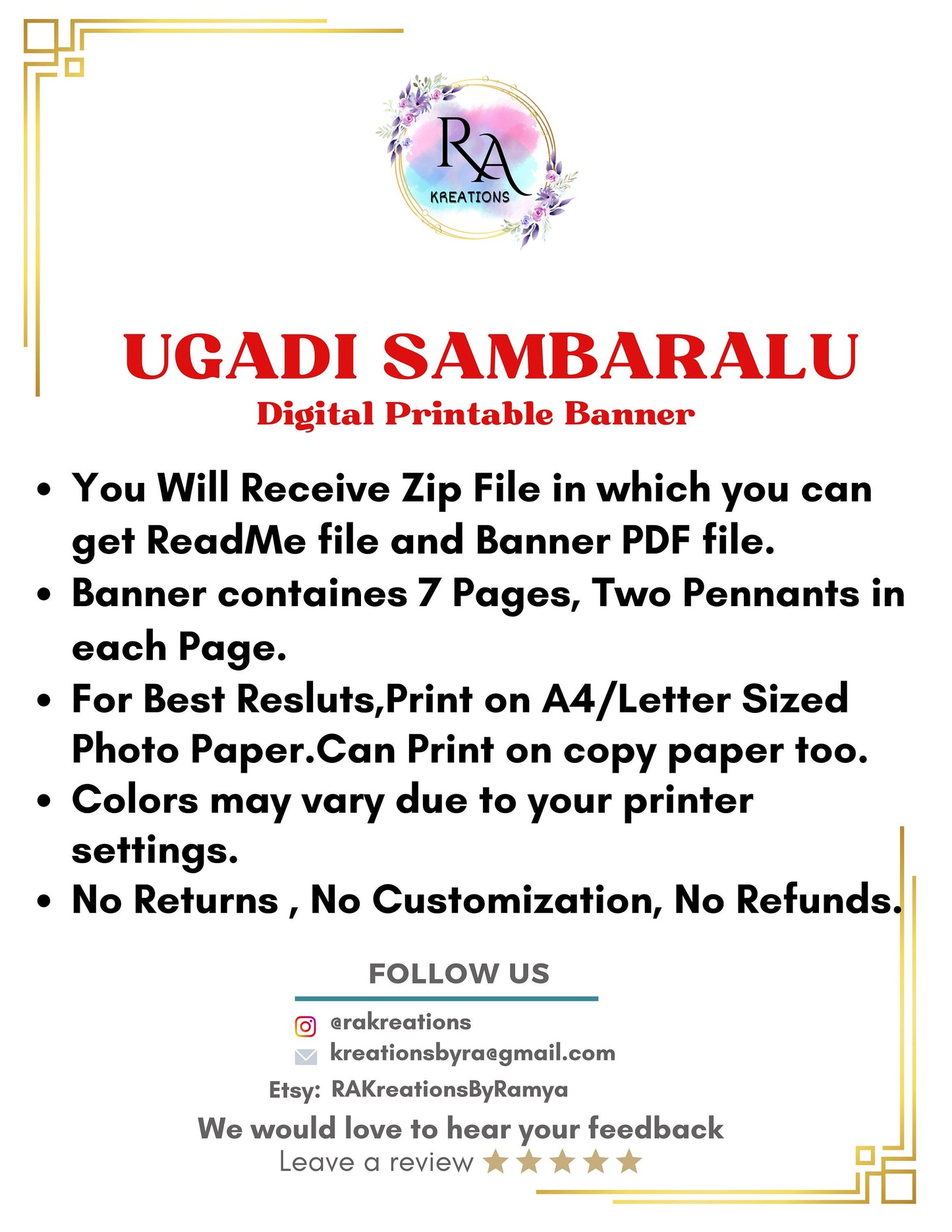 Ugadi Sambaralu Banner Digital Download, Ugadi Banner, Ugadi Digital Banner , Ugadi Printable Banner, Indian Festival Banner, Ugadi Festival