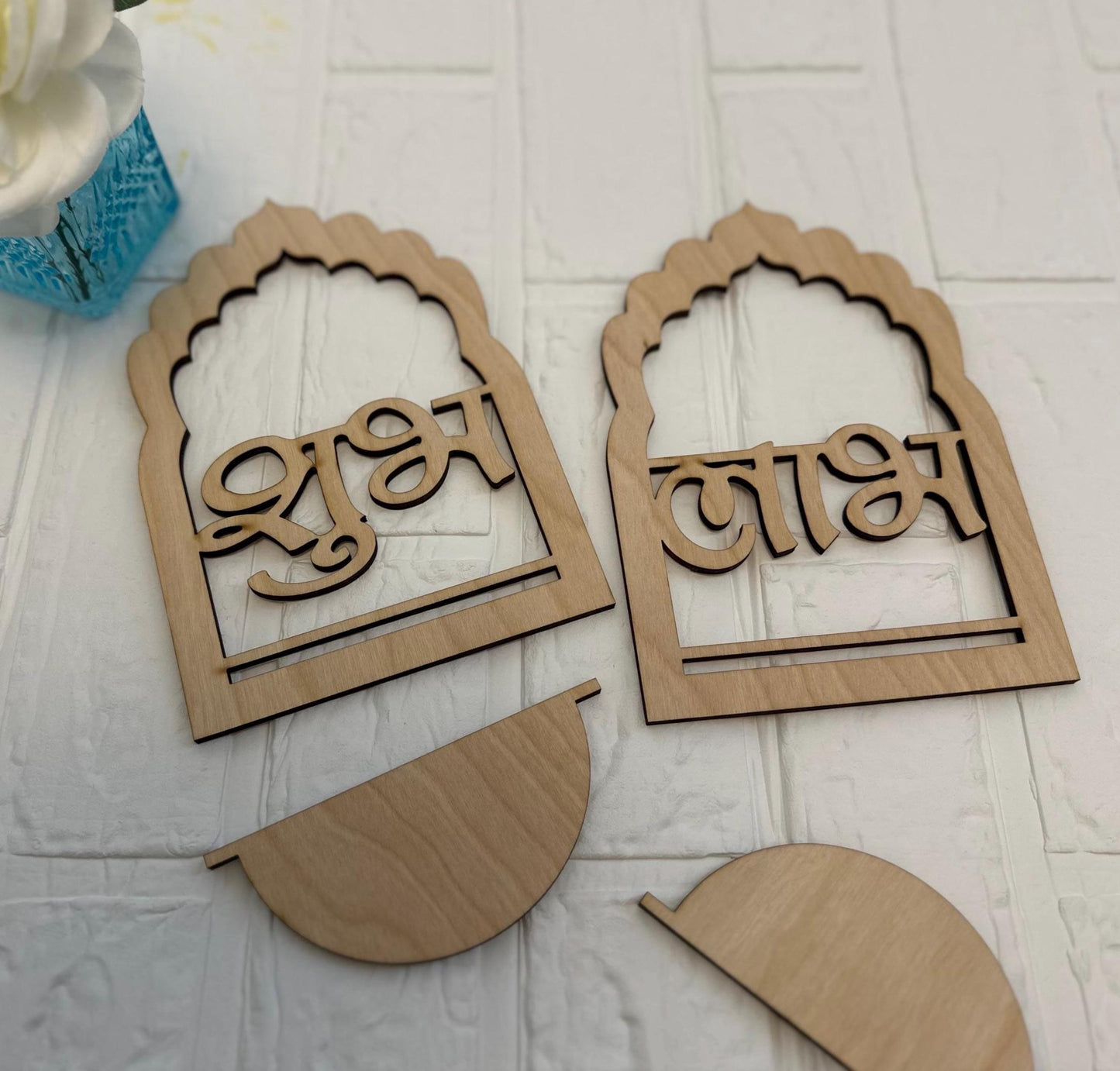DIY Jharokha Set of 2 Shubh Labh, Blanks or Painted, and Creative Projects, Jharokhas, Diy Jharokhas, Jharokha Blank Set , Shubh Labh Decor