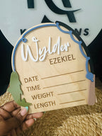 Personalized Fishing-Themed Baby Birth Announcement Sign