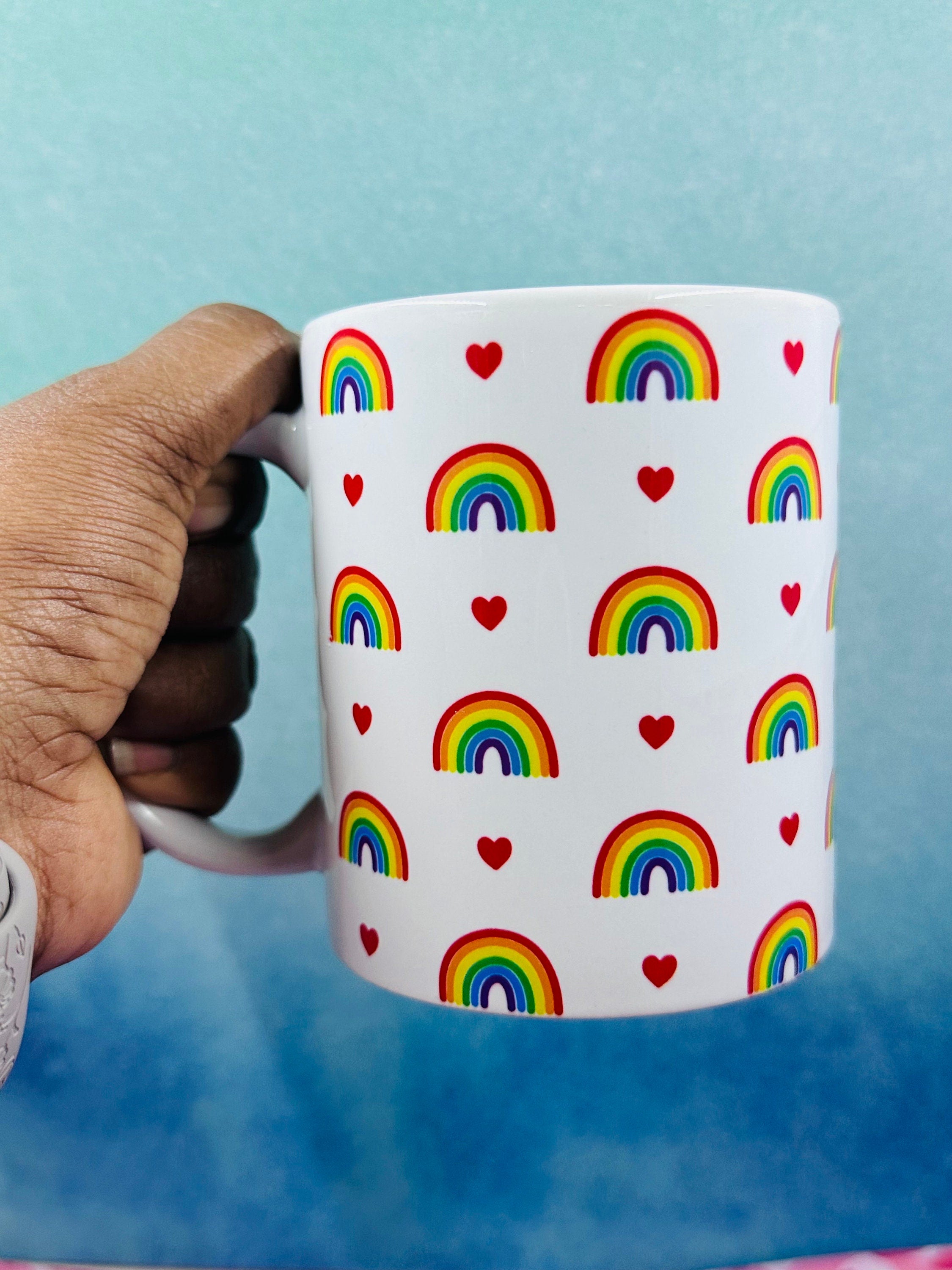 Personalized Mug, Rainbow Mug, 11oz Mug, Return Gifts, Kids Mugs, Kids Return Gifts, Kids Drinkware, Custom Return Gifts, Rainbow theme Mugs