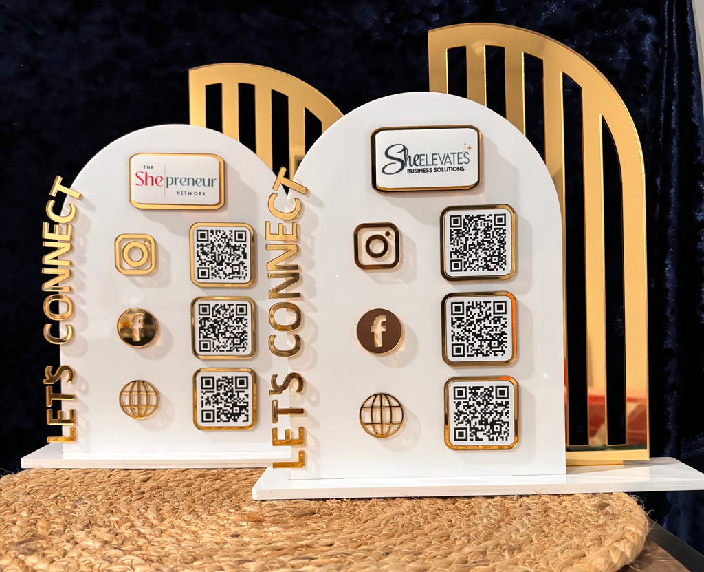 Personalized Business QR Code Sign | Acrylic Social Media Display | Custom Booth Sign | Instagram Facebook Website QR