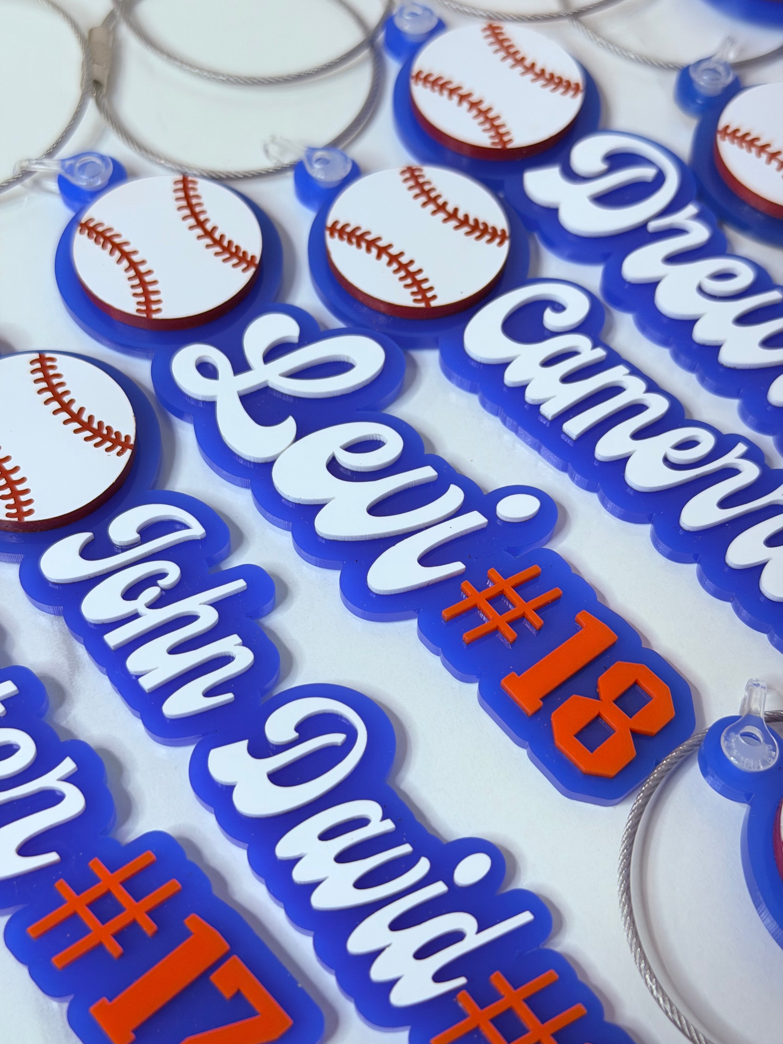 Personalized Baseball Bag Tag | Custom Player Name & Number Tag | Sports Team Luggage Tag