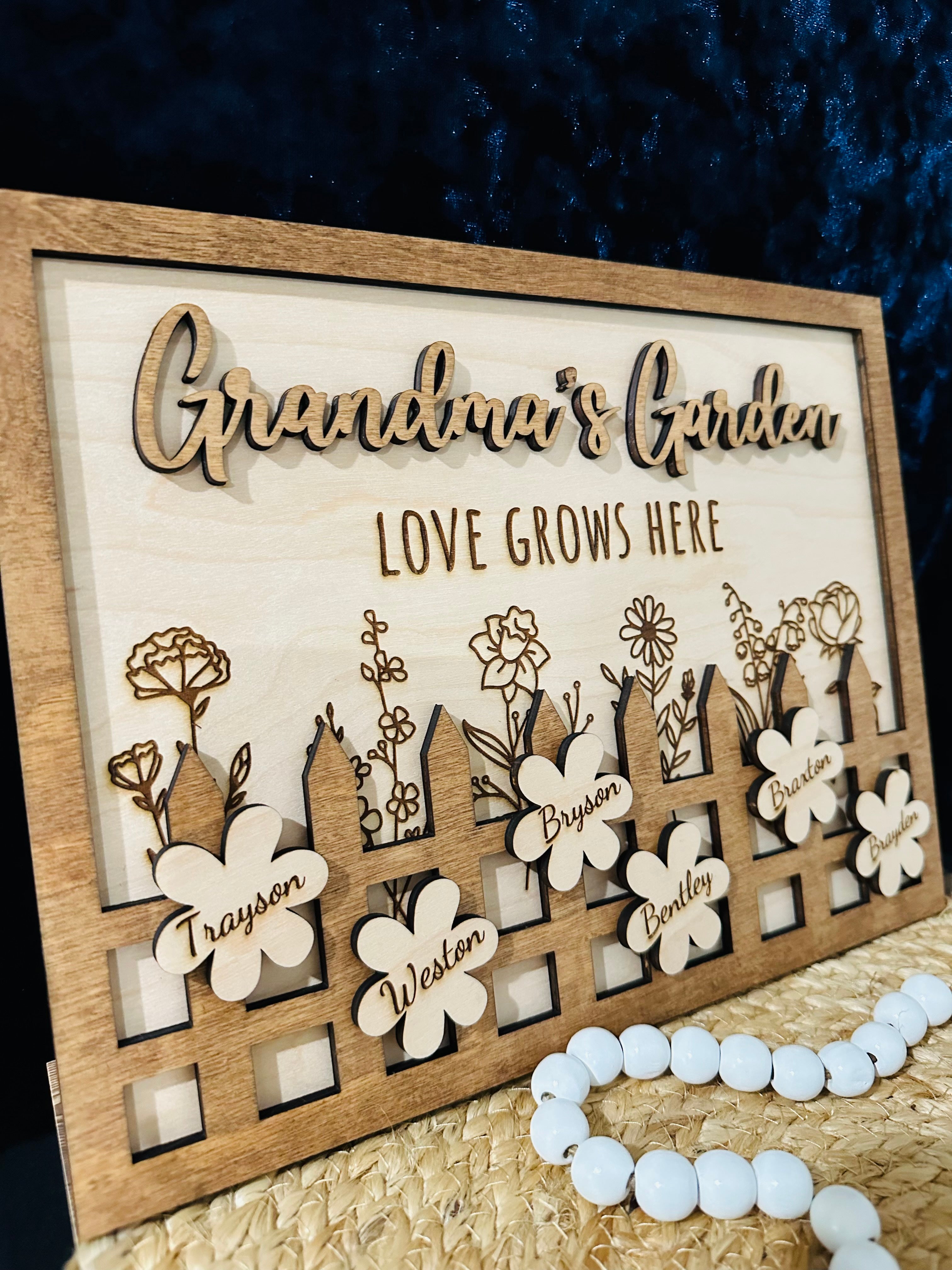 Personalized Grandma’s Garden Sign with Grandkids Names- Mother’s Day Gift