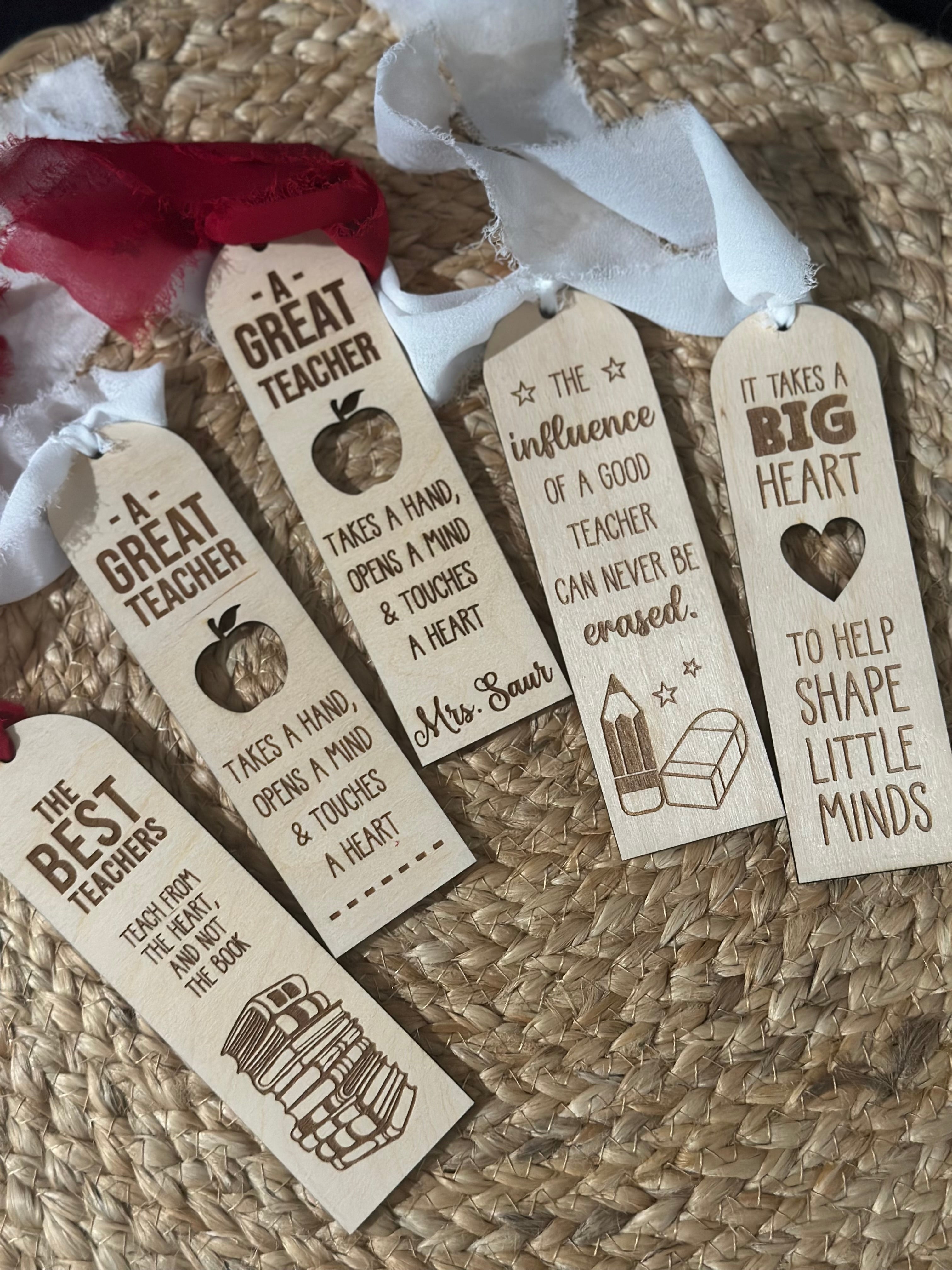 Personalized Wooden Teacher Bookmarks – Teacher Gift