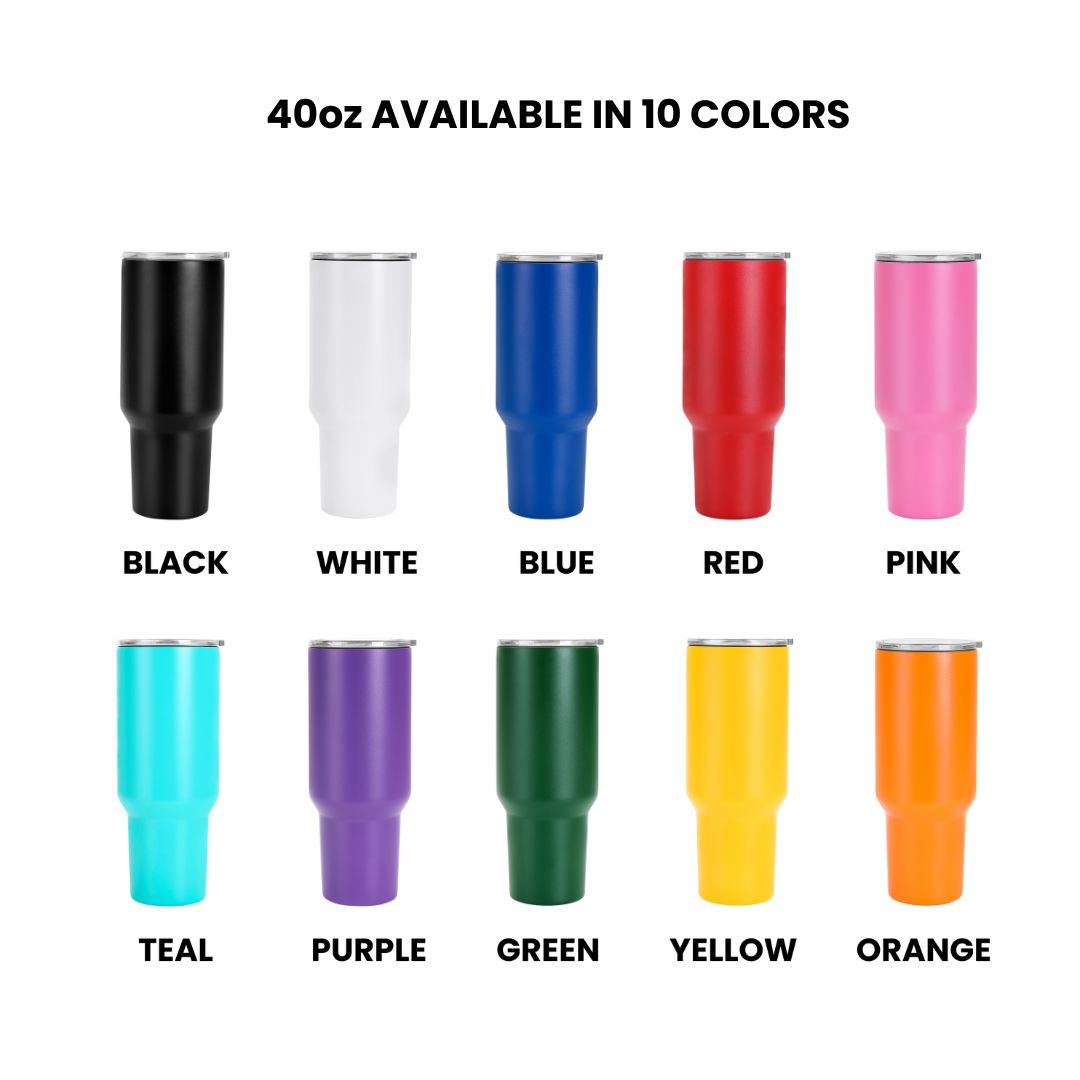 Custom 40oz & 30oz Tumbler – Personalized Logo or Name | Insulated Travel Mug with Straw