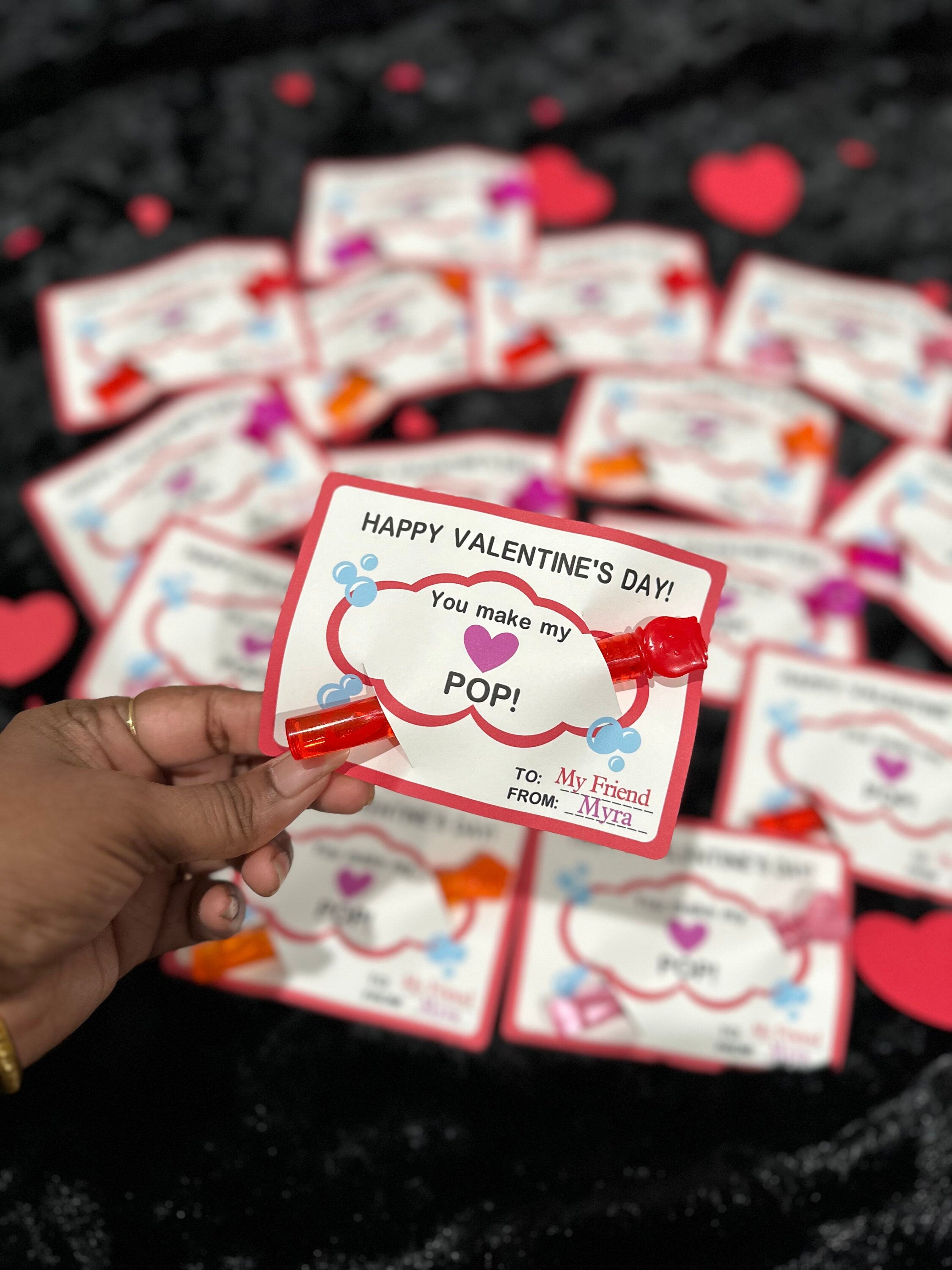 Valentine Cards with Bubble Wand,Classroom Valentines, Valentine card,Kids Valentines