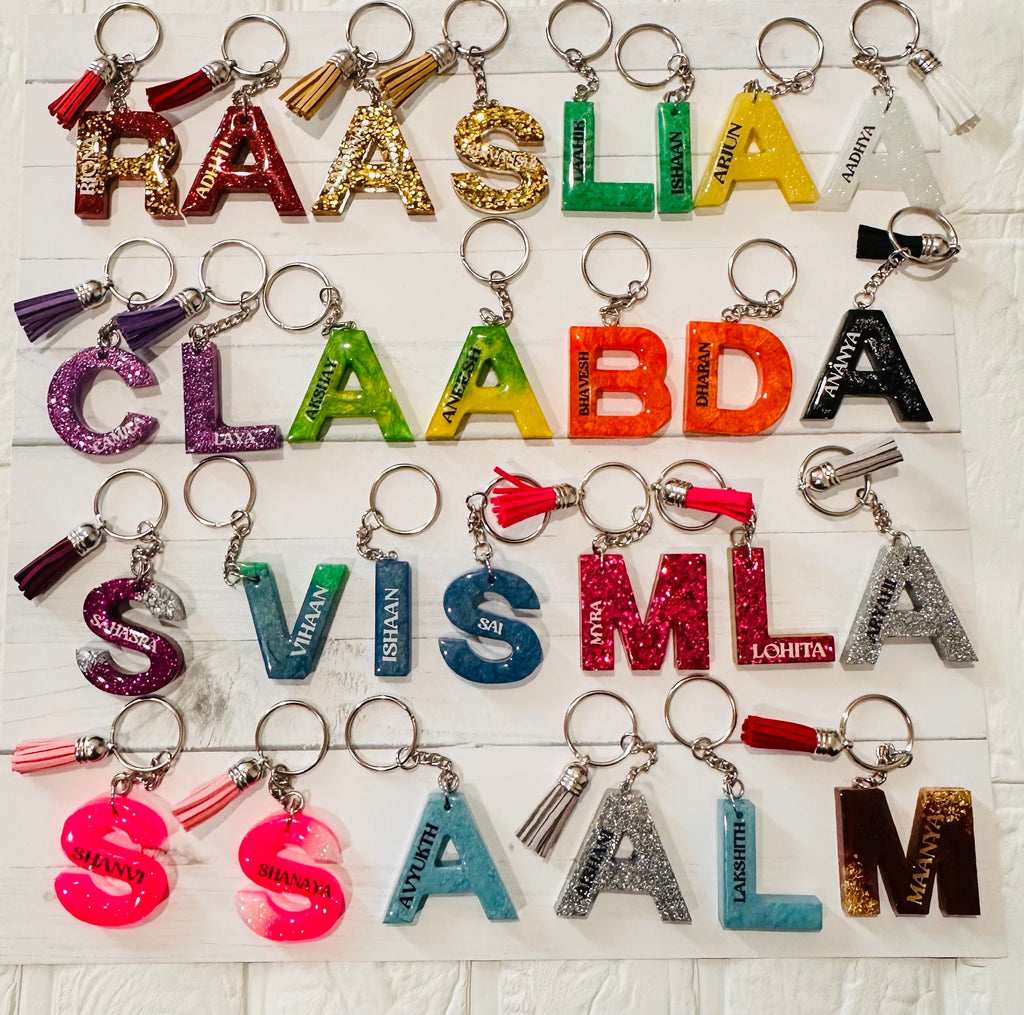 Letter Keychain, Resin Keyring, Resin Backpack keychain, Resin Return Gifts, Monogram Resin Keychain, Resin Birthday Gifts, Birthday Gifts
