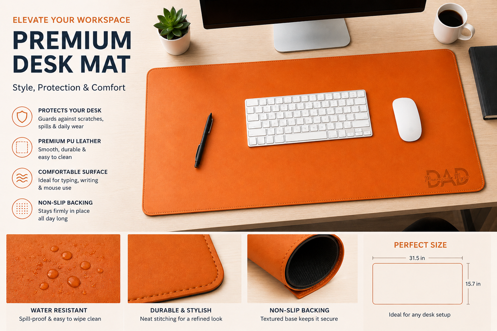 Personalized Leather Desk Mat – Father’s Day Gift for Dad