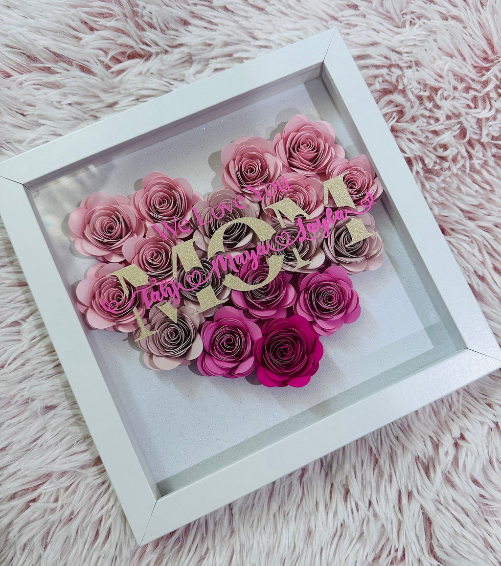 Mother’s Day Shadow Box, MOM shadow Box, Mothers day Gifts, Gifts for Her, Paper flower Shadow Box, Customized Gifts, Personalized Gifts