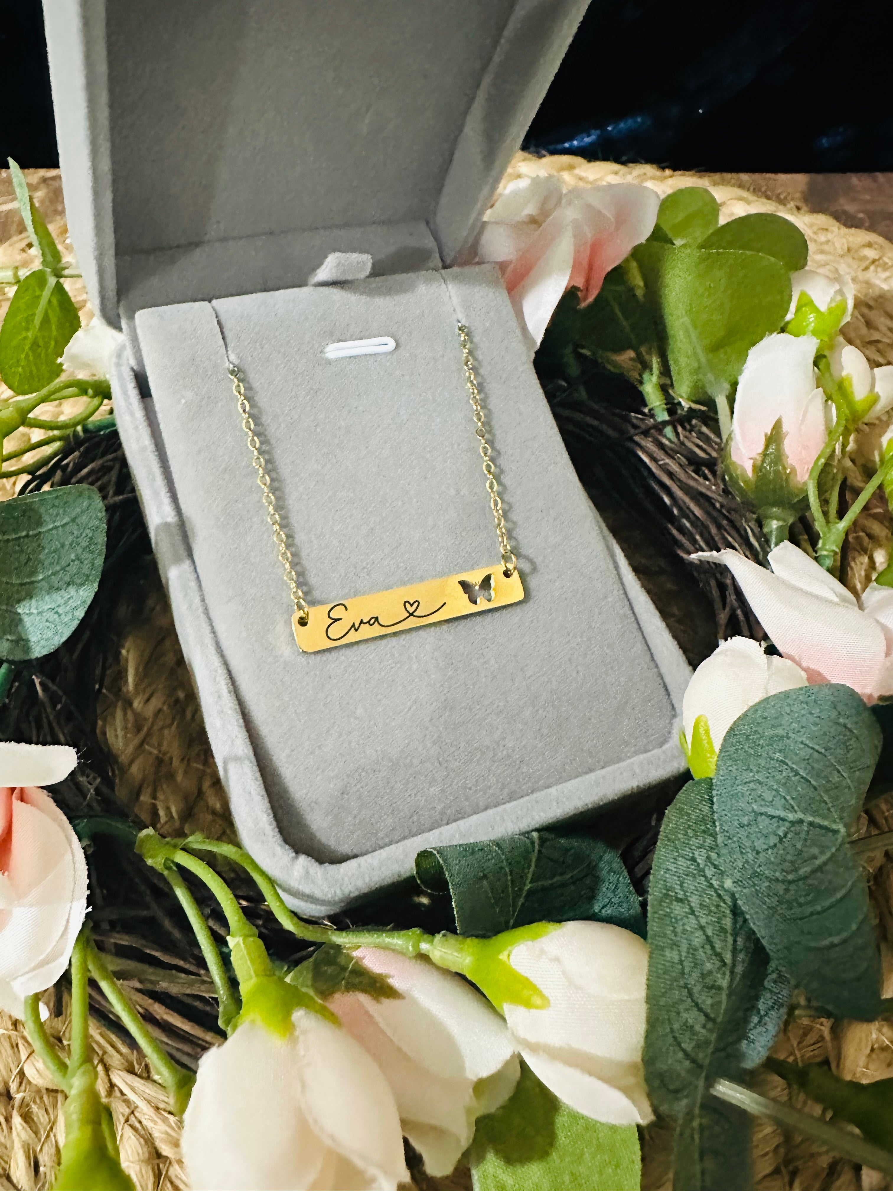 Personalized Name Bar Necklace – Custom Engraved | Anti-Tarnish, Hypoallergenic Jewelry