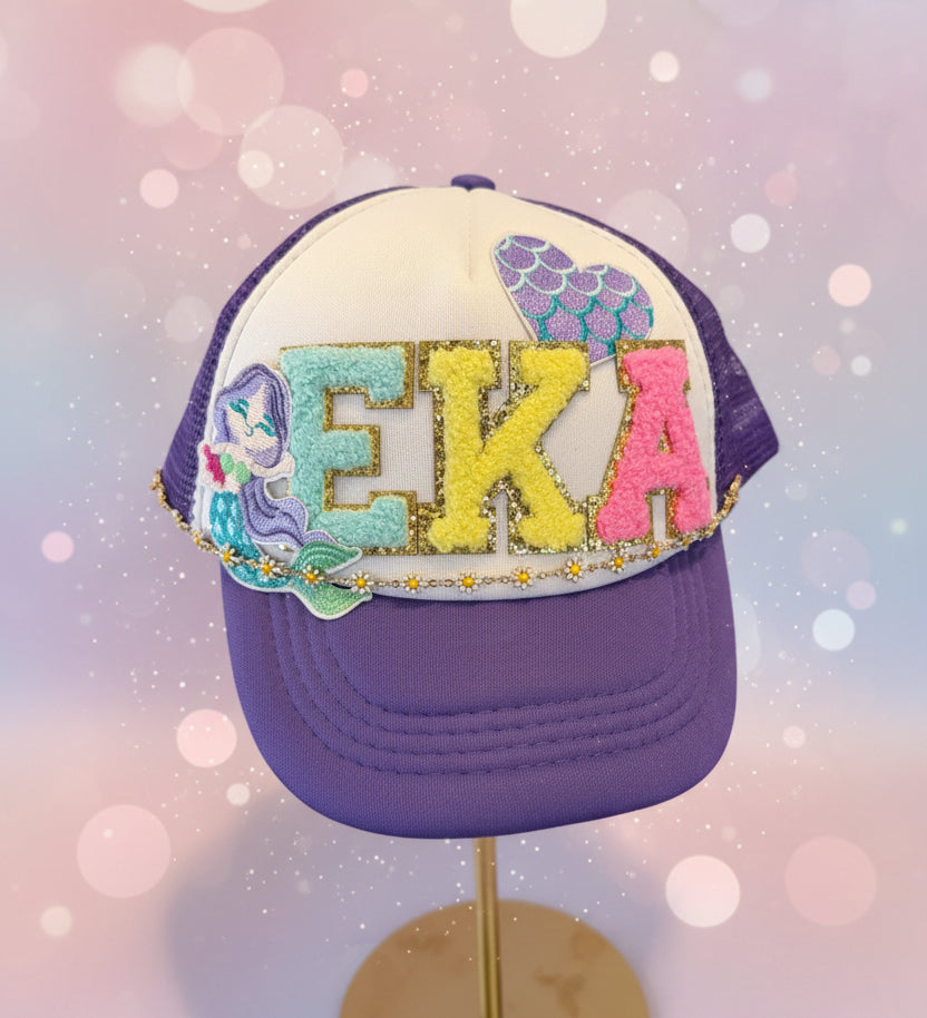 Custom Trucker Hat with Initial & Patches