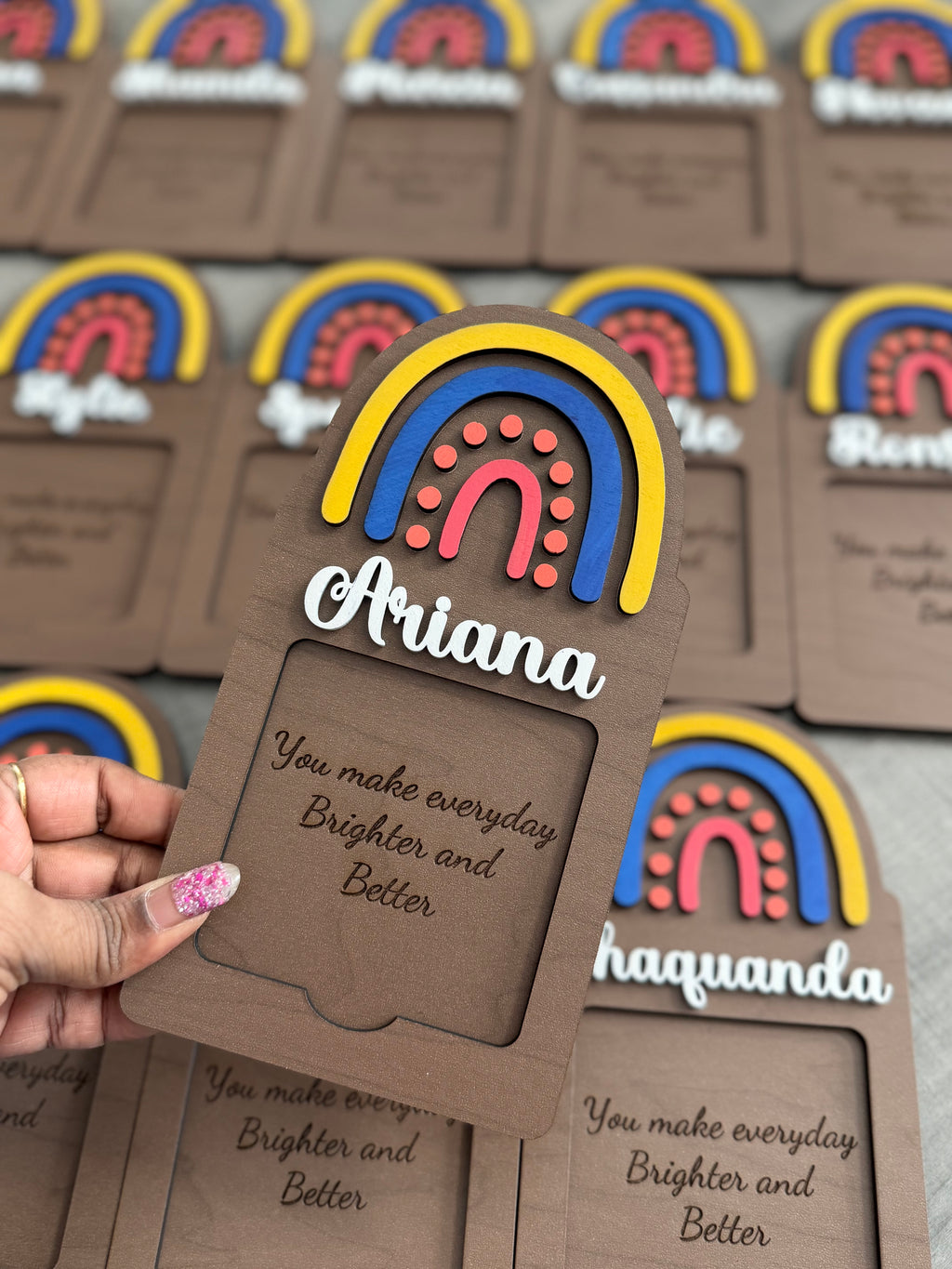 Personalized Rainbow Post-it Note Holder – Appreciation Desk Gift