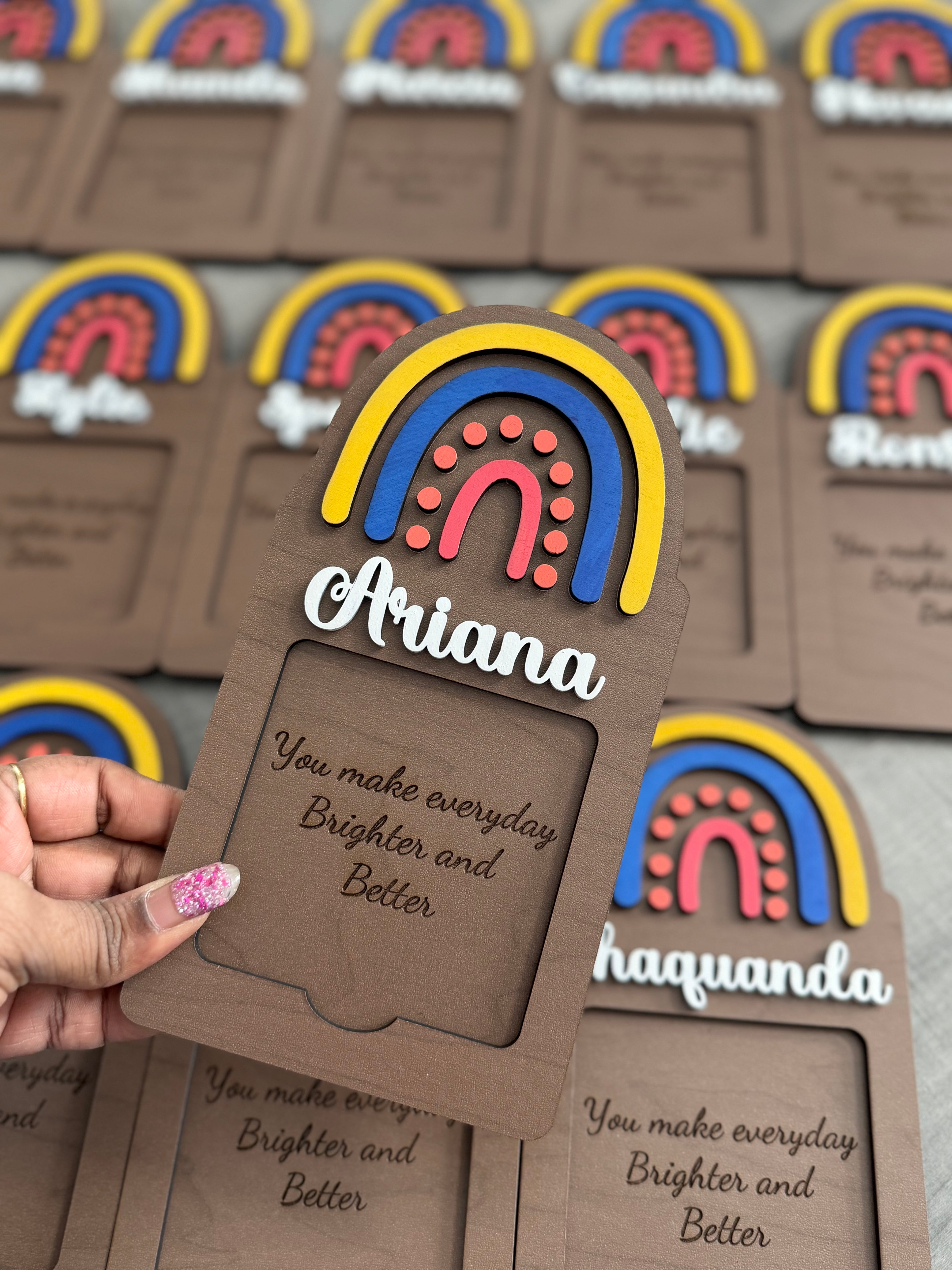 Personalized Rainbow Post-it Note Holder – Appreciation Desk Gift