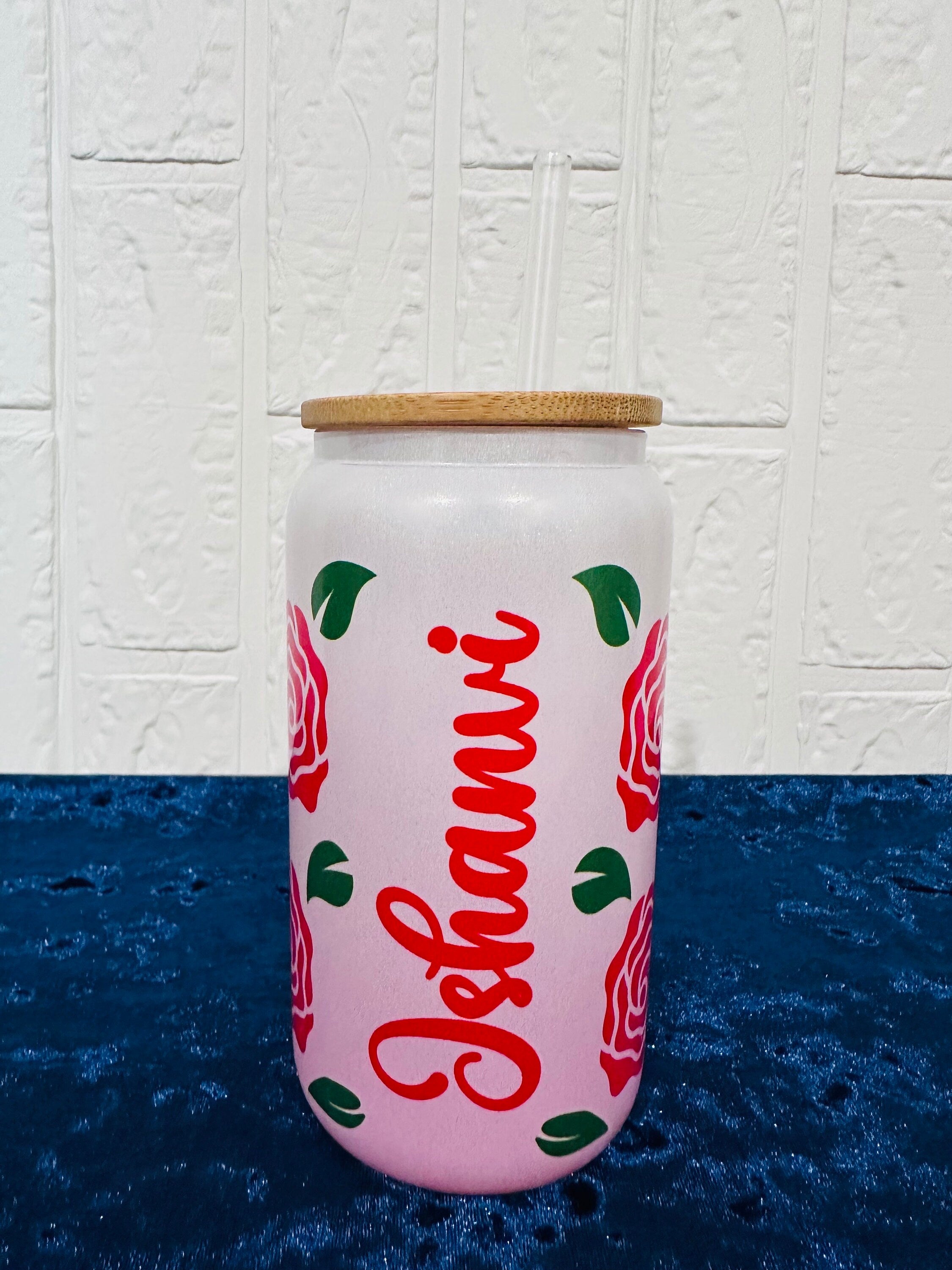 16oz Libby Glass can, Gradient Ombre Pink Glass can, Gifts for Girls, Shimmer Glass Tumbler, 16oz Glass Tumbler, Glass Tumbler, Glass Can