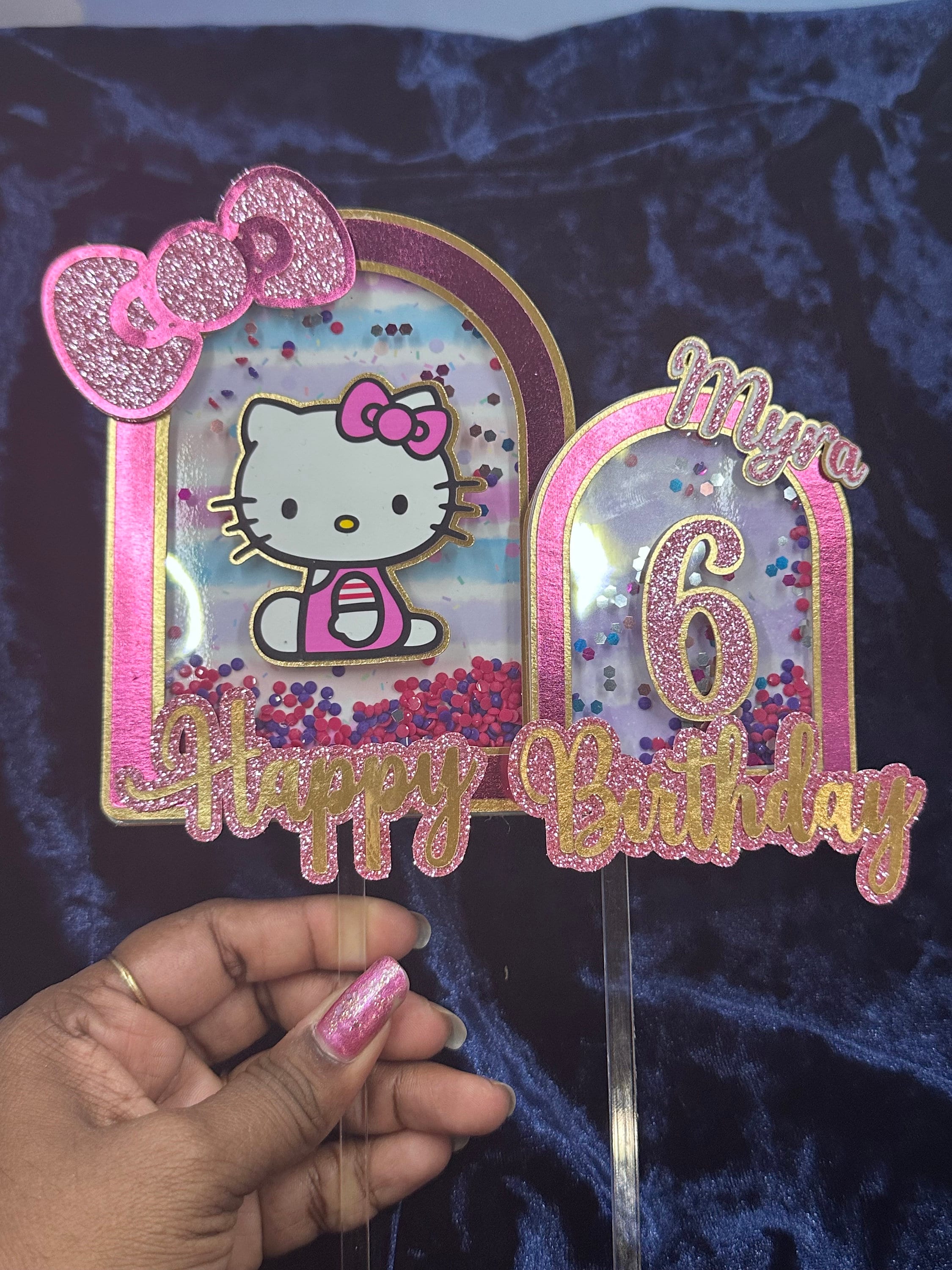 Custom Cake Topper, Birthday Cake Topper, Hello Kitty Cake Topper, Cake Topper, Personalized Cake Topper, Birthday, Birthday Party Supplies