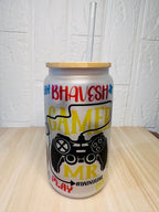 Gamer Glass Can, 16oz Libby Glass can, 12oz Glass can, Gifts for Gamer, Frosted Glass Tumbler, Gamer Glass Tumbler, Glass Tumbler, Glass Can