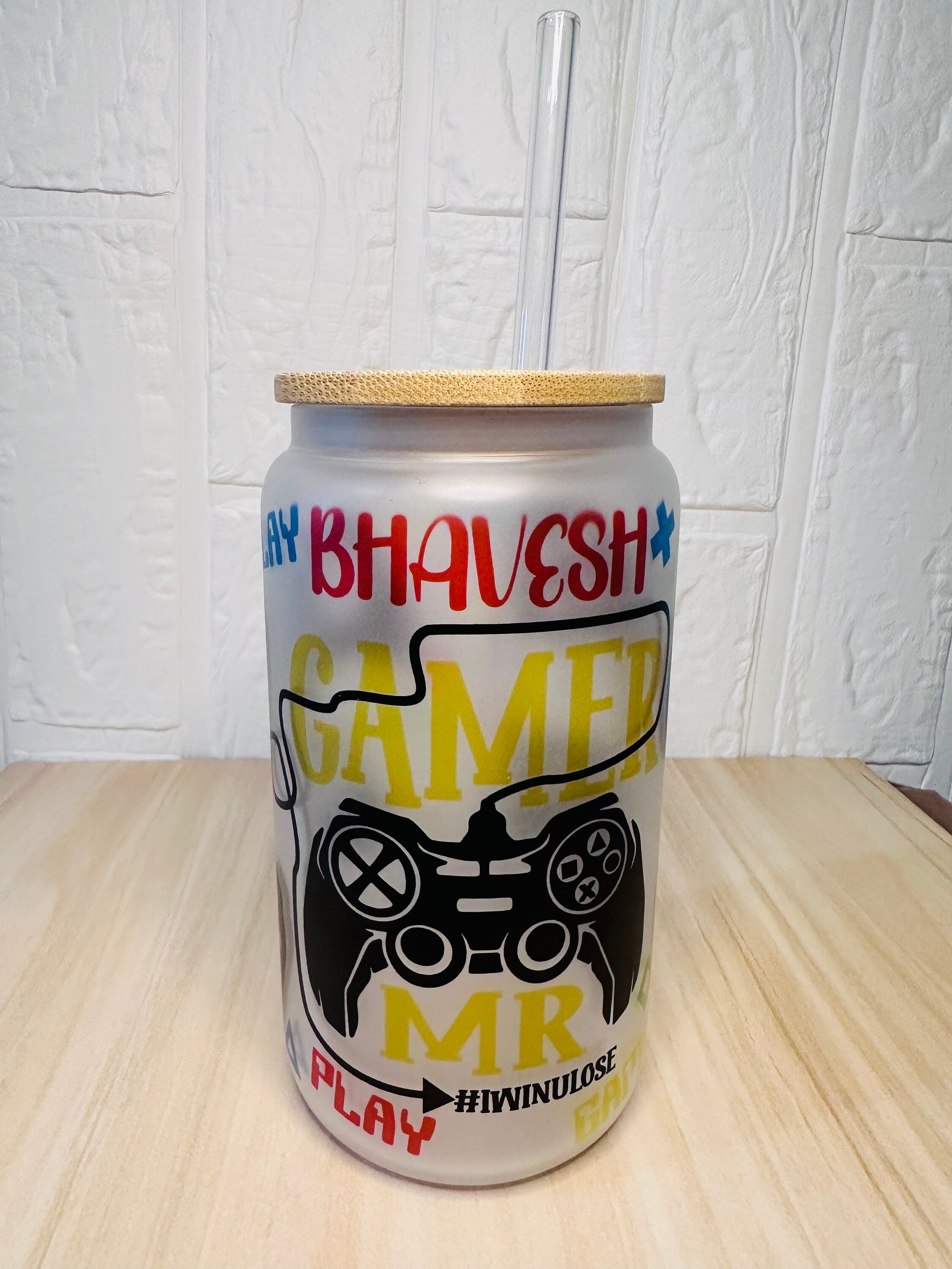 Gamer Glass Can, 16oz Libby Glass can, 12oz Glass can, Gifts for Gamer, Frosted Glass Tumbler, Gamer Glass Tumbler, Glass Tumbler, Glass Can