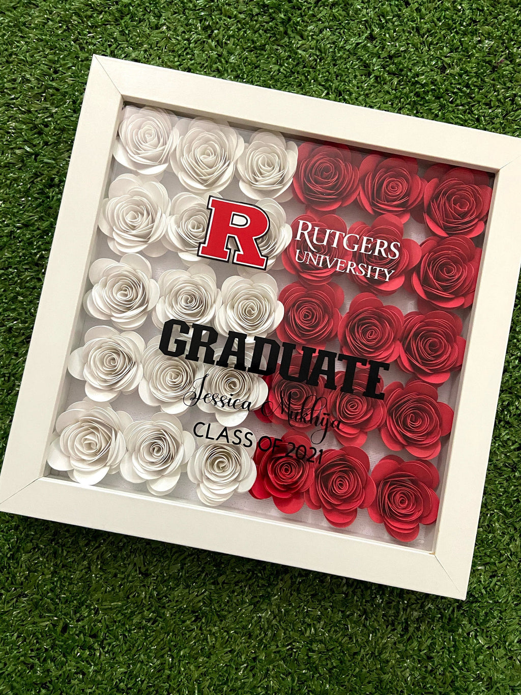 Graduation Paperflower Shadow Box, Graduation Keepsake, Graduation Gifts, Personalized Graduation Gifts, Class of 2024 Graduation shadow box