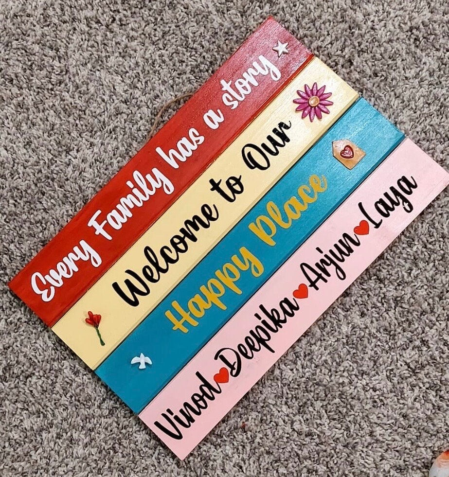 Welcome Family Sign, Name Boards, Family Name Boards, Entryway Sign, Indian Family Name Boards, Housewarming Gifts, Indian Family Board