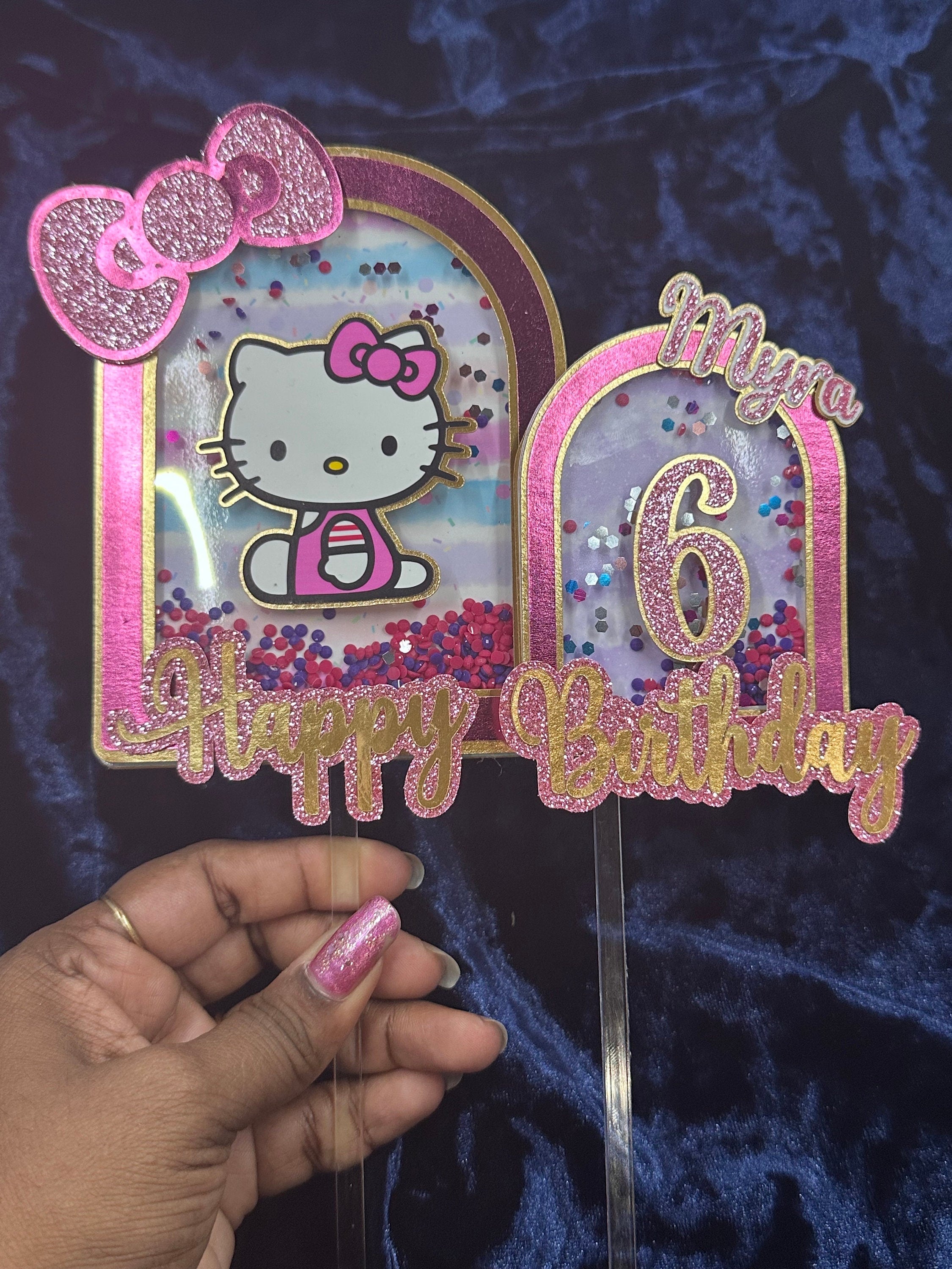 Custom Cake Topper, Birthday Cake Topper, Hello Kitty Cake Topper, Cake Topper, Personalized Cake Topper, Birthday, Birthday Party Supplies