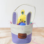 Custom Easter Bunny Basket with Engraved Leather Name patch, Easter Basket, Bunny Basket, Woven Basket with Leather patch, Easter Baskets