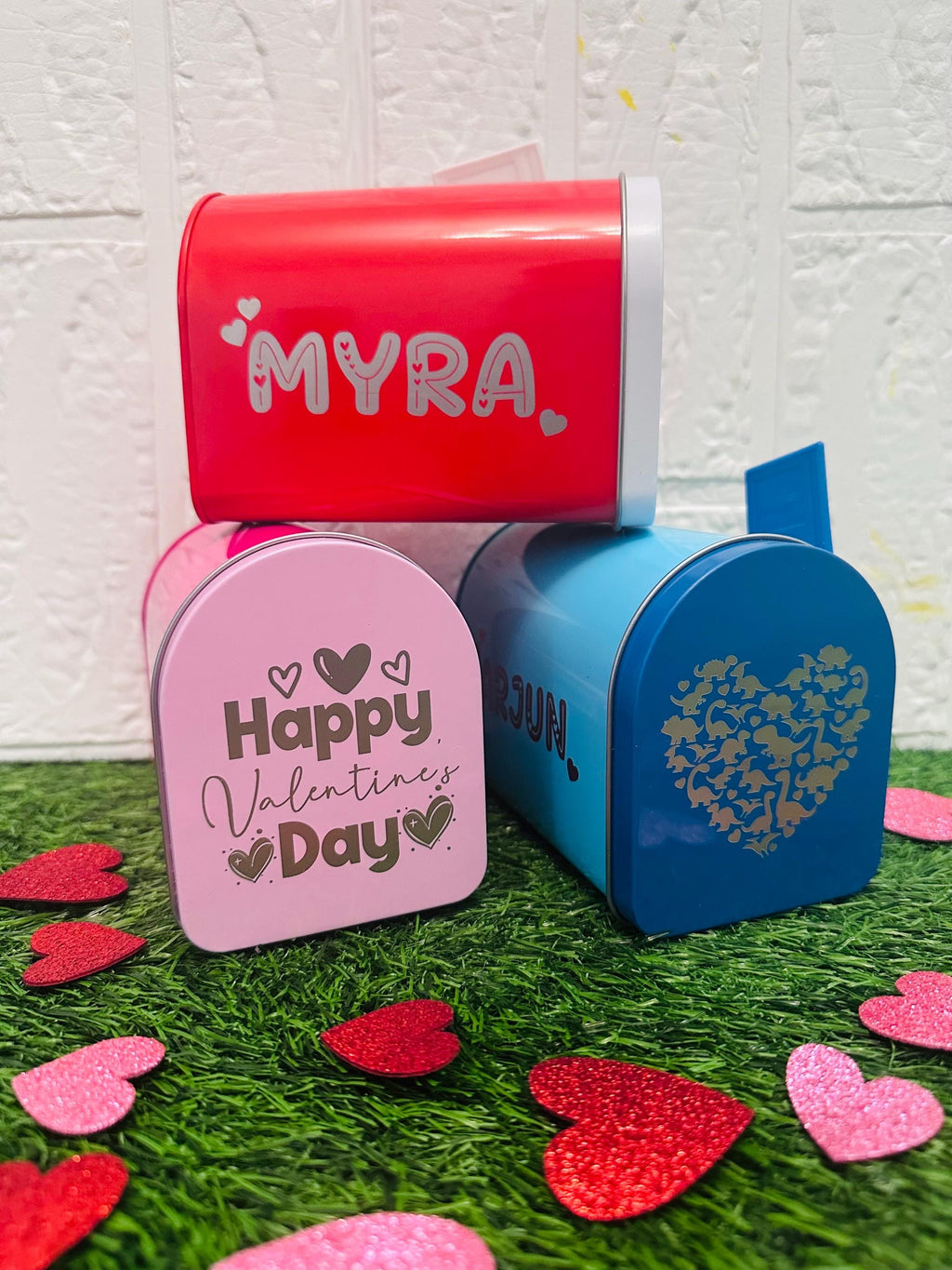 Valentine’s Day Mailbox Gift for Kids, Teachers, Classroom Exchange, Candy Holder, Love Notes, Custom Name Valentine Box, Custom Engraved
