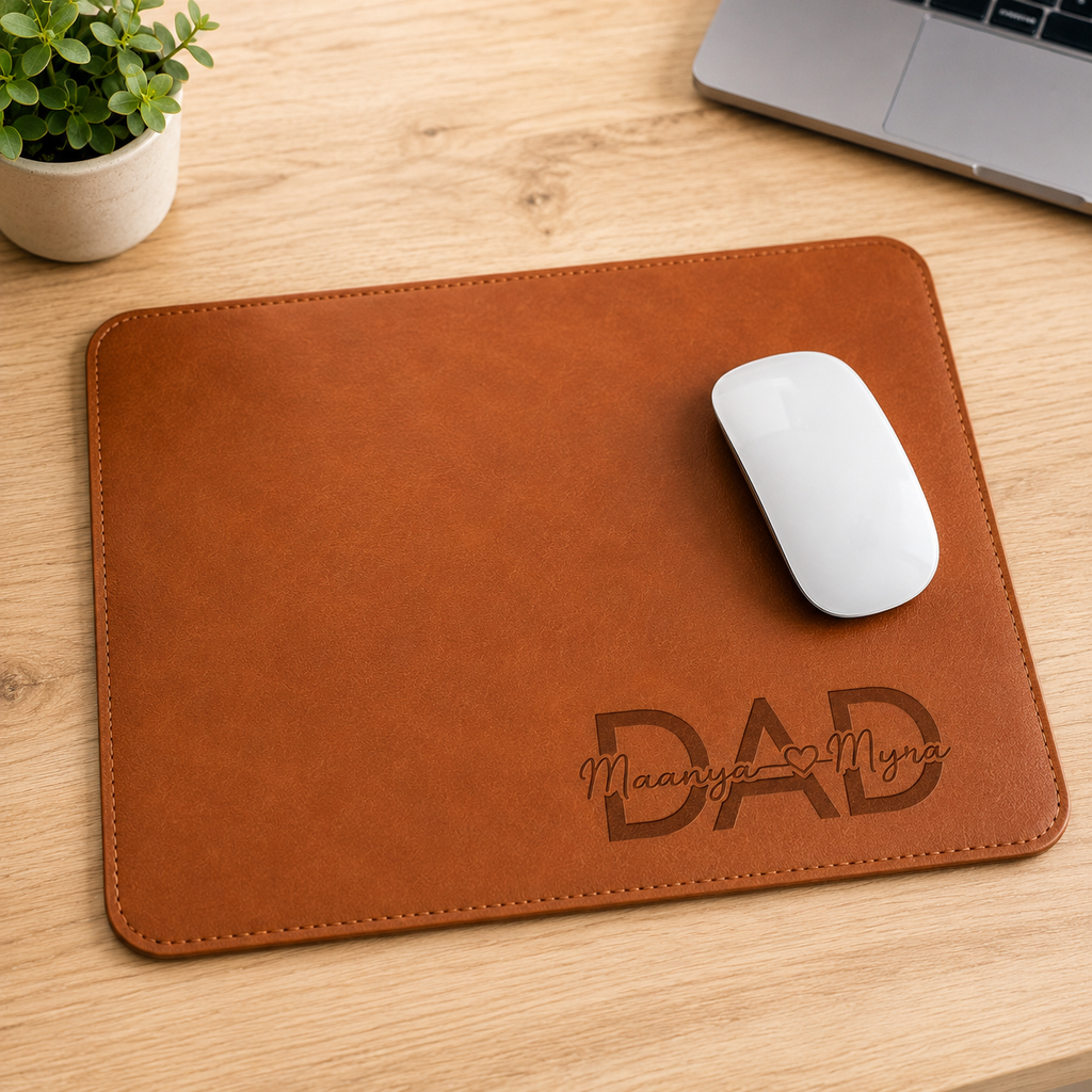 Personalized Leather Mouse Pad for Dad | Custom Engraved Father’s Day Gift | Office Desk Accessory