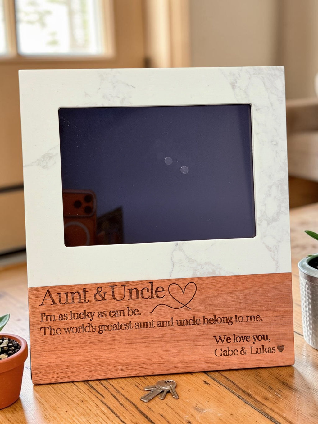 Personalized Marble & Wood 5x7 Picture Frame