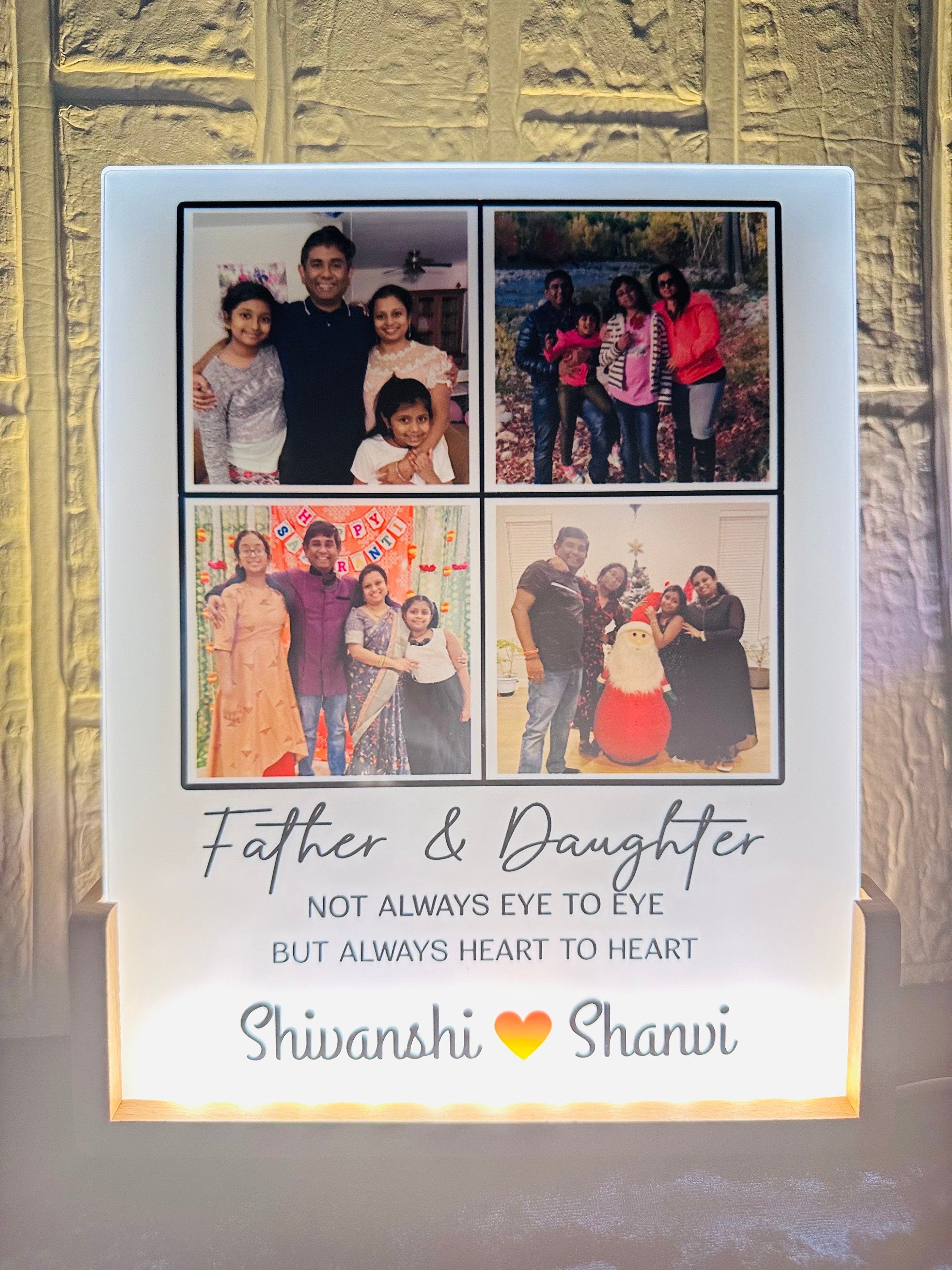 Father's Day Photo Frame with Light, Dad Gifts, Dad Photo frame, Light Frame, unique gifts, Unique Dad Gifts, Fathers day Gifts, Glass Frame