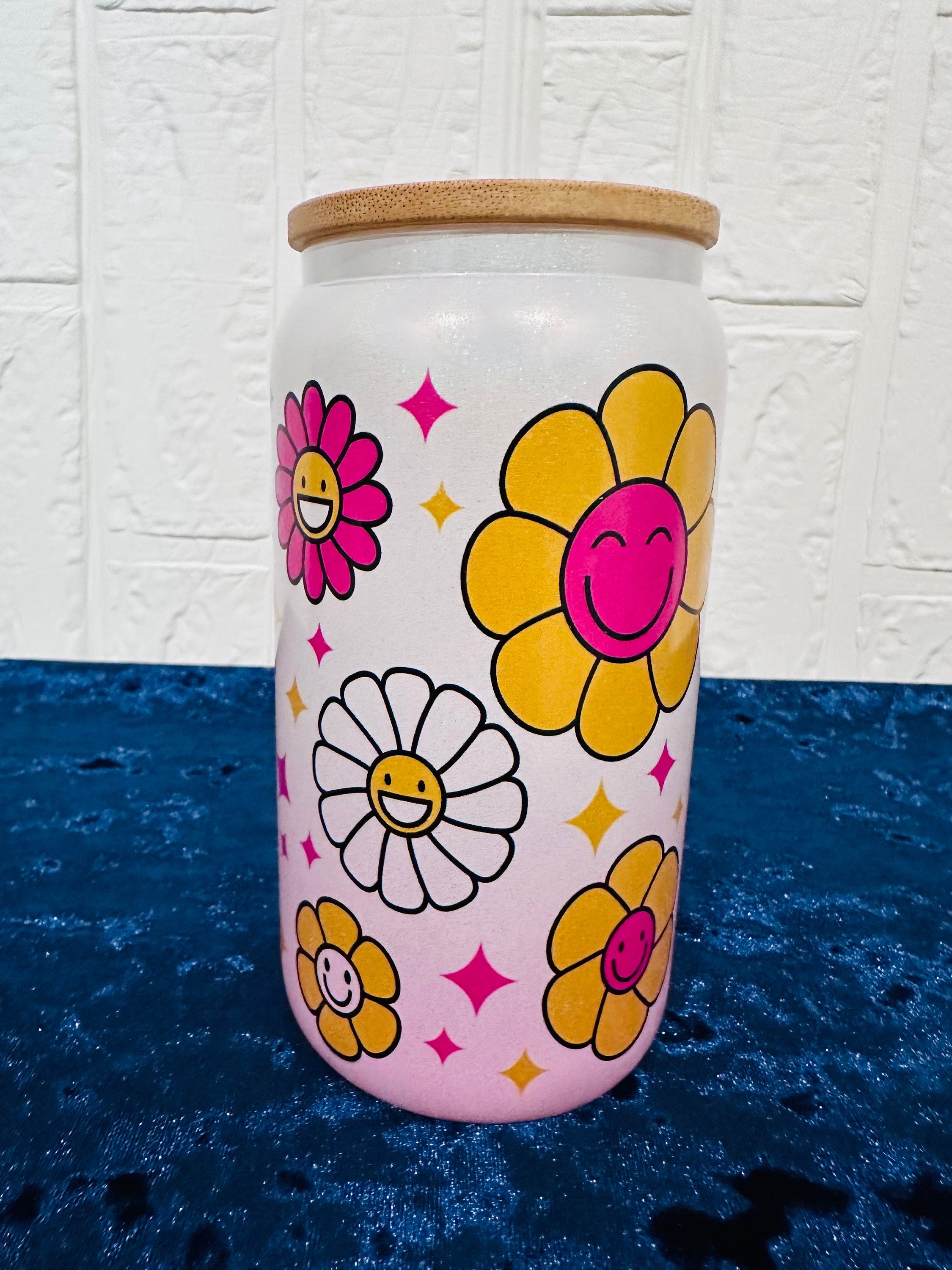 16oz Libby Glass can, Gradient Ombre Pink Glass can, Gifts for Girls, Shimmer Glass Tumbler, 16oz Glass Tumbler, Glass Tumbler, Glass Can