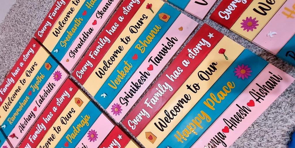 Welcome Family Sign, Name Boards, Family Name Boards, Entryway Sign, Indian Family Name Boards, Housewarming Gifts, Indian Family Board