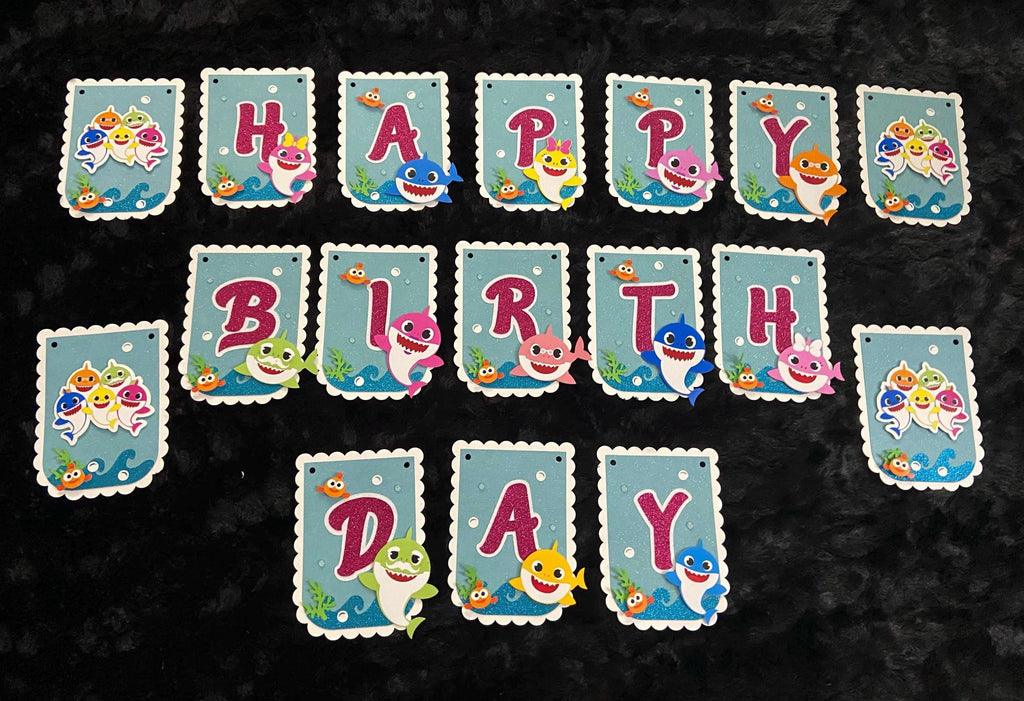 BabyShark Birthday Banner, Birthday Banner, Custom Birthday Banner, Happy Birthday Banner, Banner, Party Decorations, Party Supplies, Banner