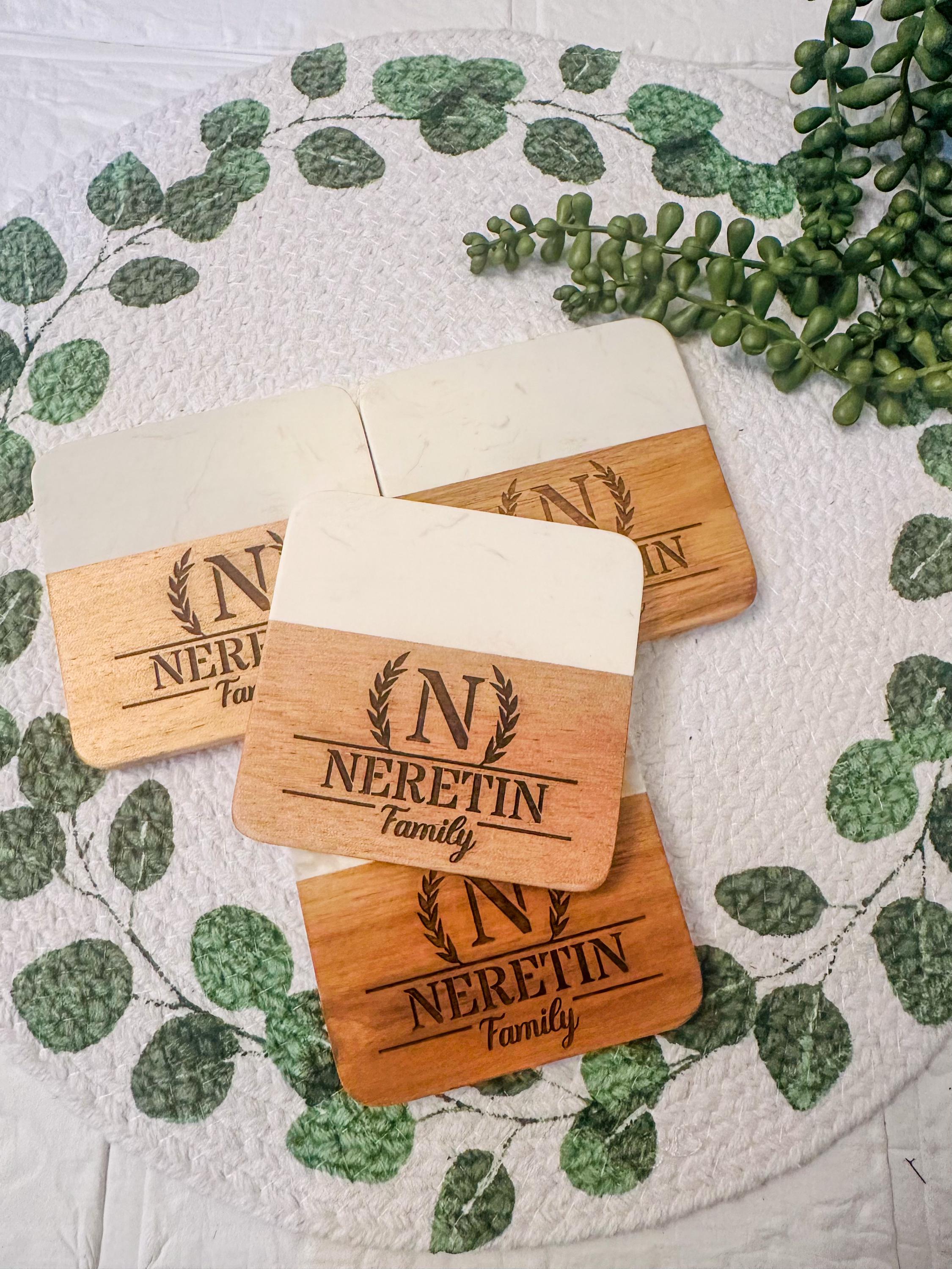 Engraved Custom Coasters, Personalised Coasters, Housewarming Gifts, Realtor Gifts, Drink Coasters,  Anniversary Gift, Wedding Gifts