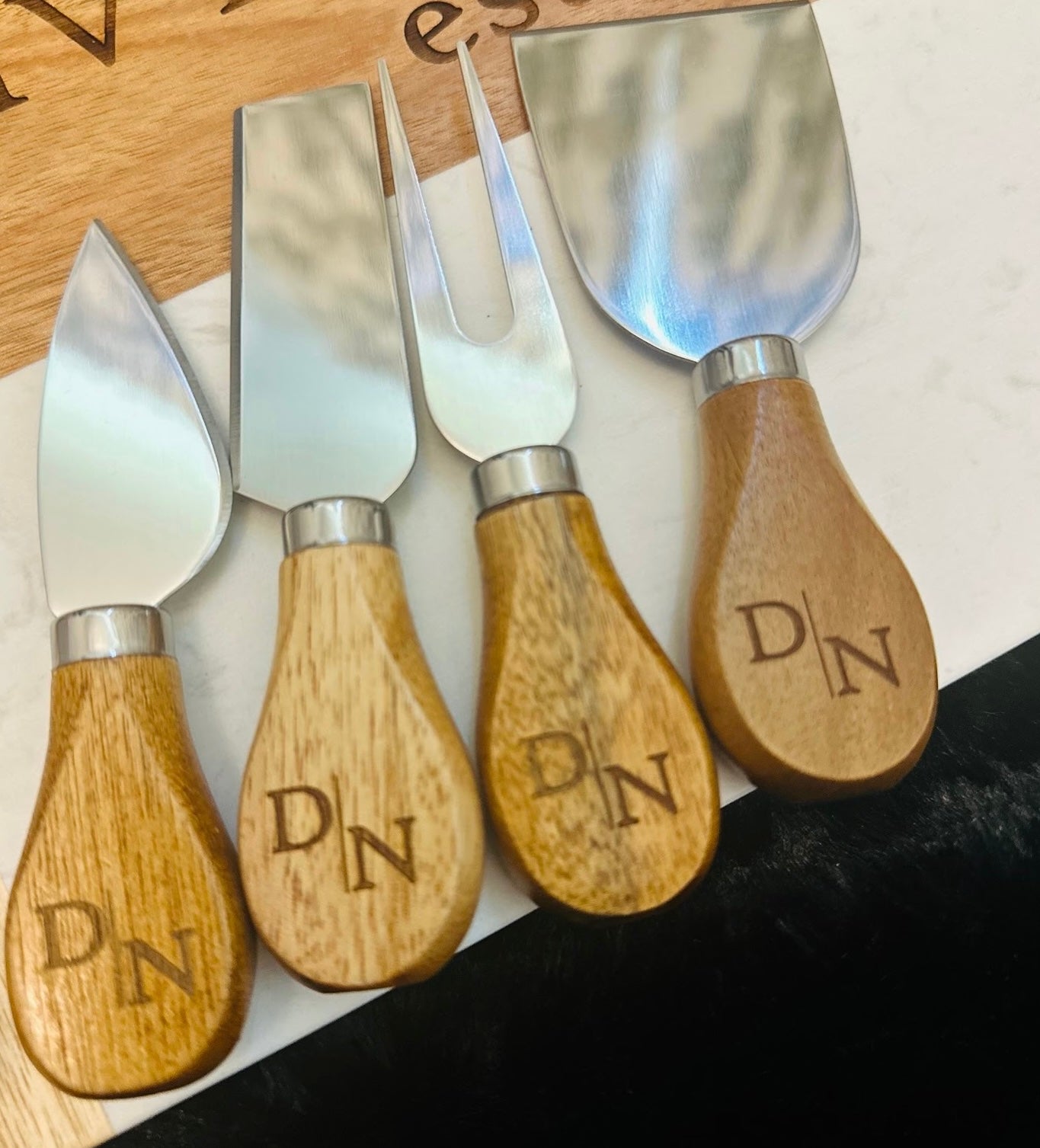 Custom Marble & Wood Charcuterie Board Gift Set – Personalized or Branded