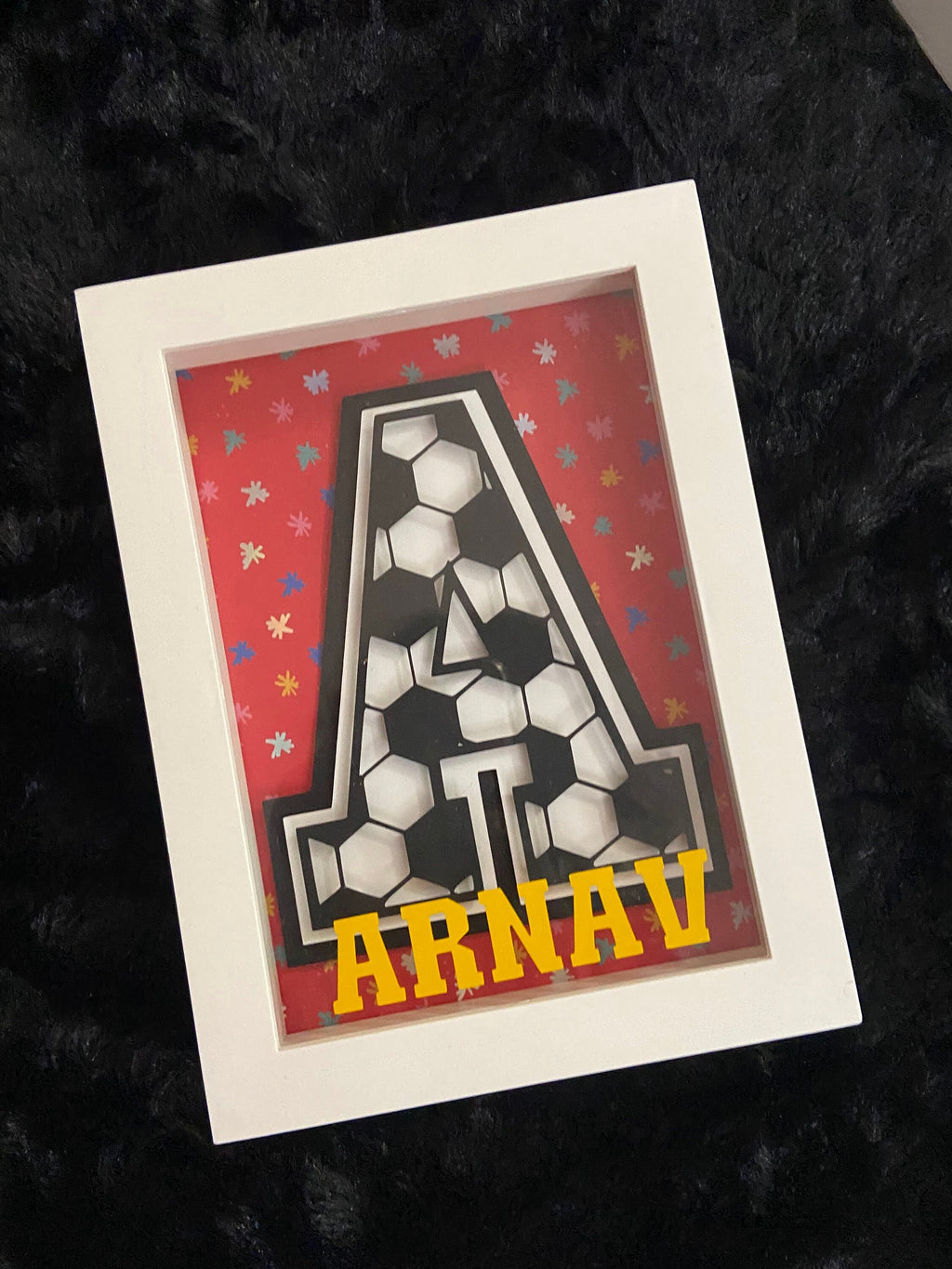 Soccer Ball Alphabet Layered Shadow Box,Layered Shadow Box,Shadow Box,Shadow Box for Kids Room,Wall Display