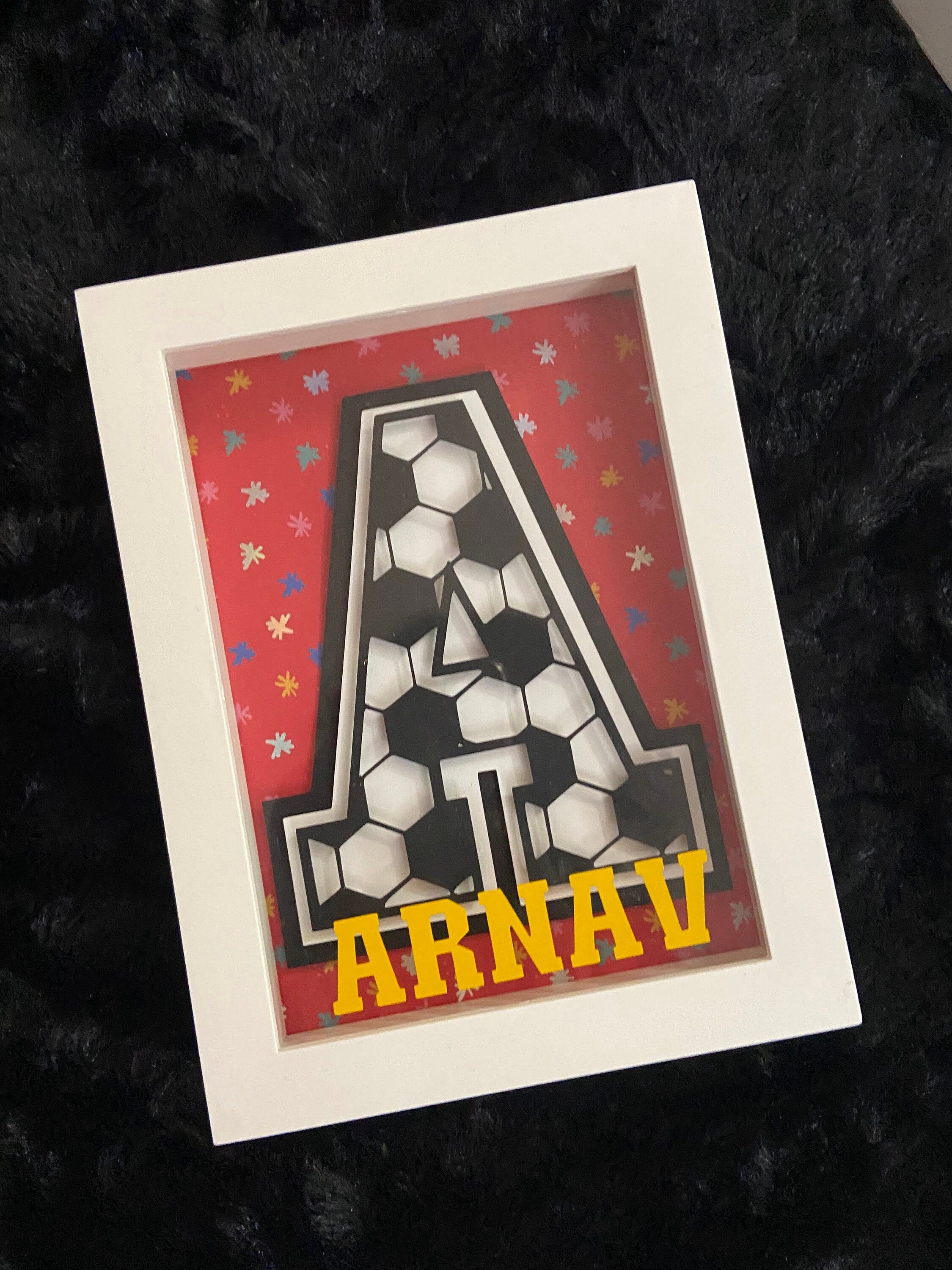 Soccer Ball Alphabet Layered Shadow Box,Layered Shadow Box,Shadow Box,Shadow Box for Kids Room,Wall Display