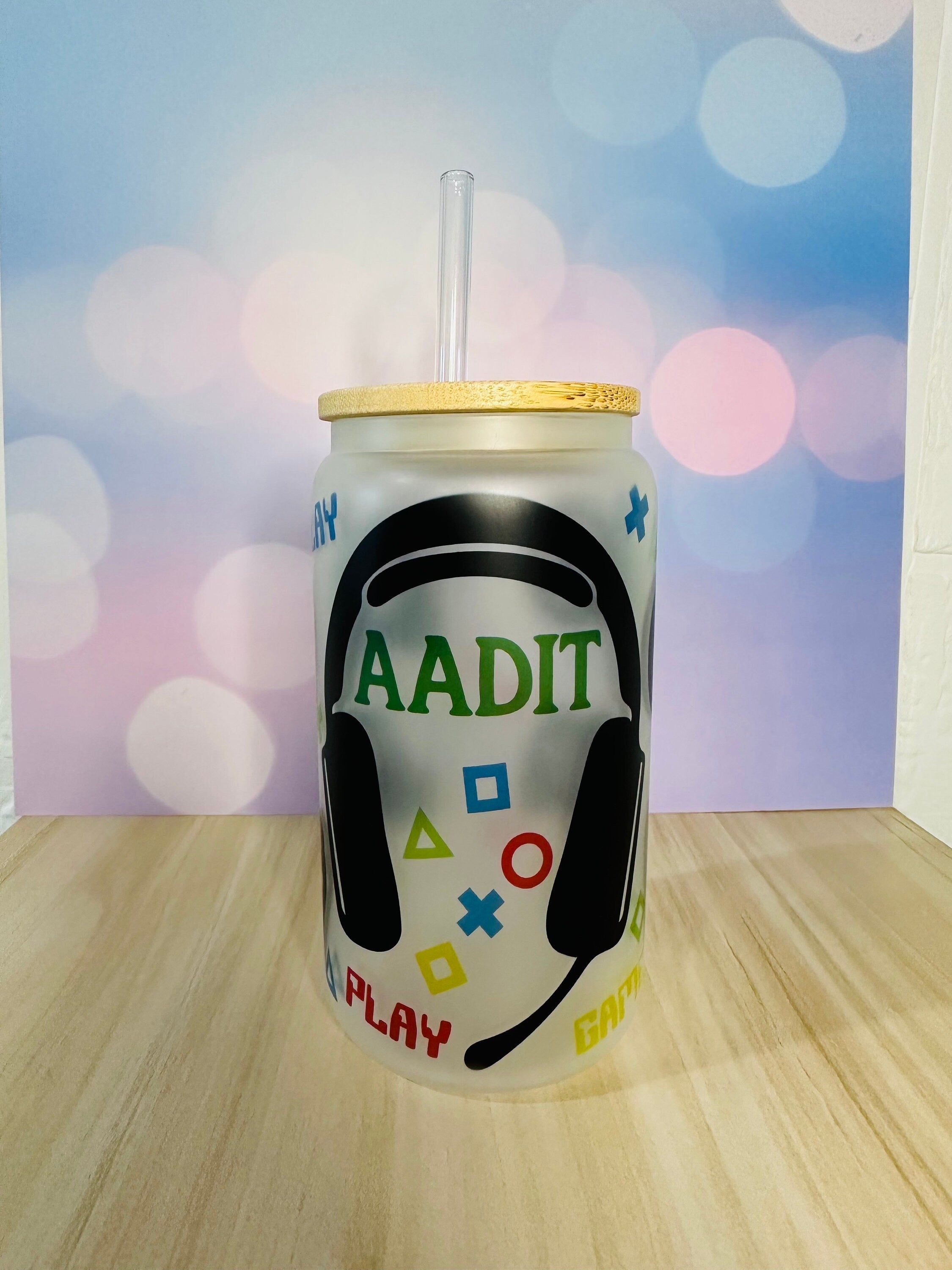 Gamer Glass Can, 16oz Libby Glass can, 12oz Glass can, Gifts for Gamer, Frosted Glass Tumbler, Gamer Glass Tumbler, Glass Tumbler, Glass Can