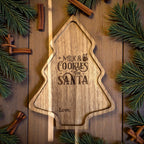 Christmas tree tray engraved Milk and Cookies for Santa with juice groove – wooden holiday serving board