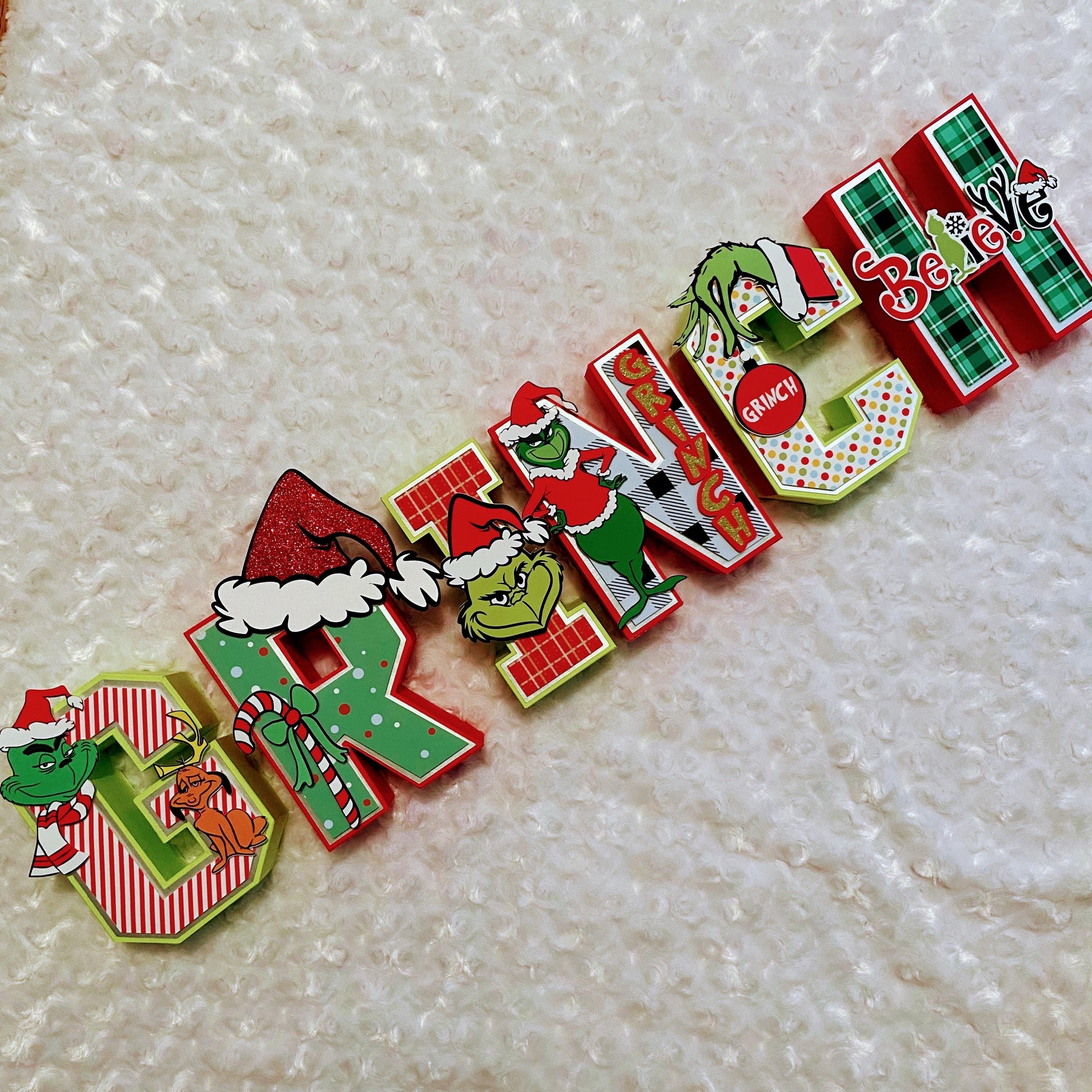 Grinch Christmas Themed 3D Paper Letters, 3d letters, Grinch 3d letters, Grinch , Christmas table decor, Christmas Grinch, Cardstock letters