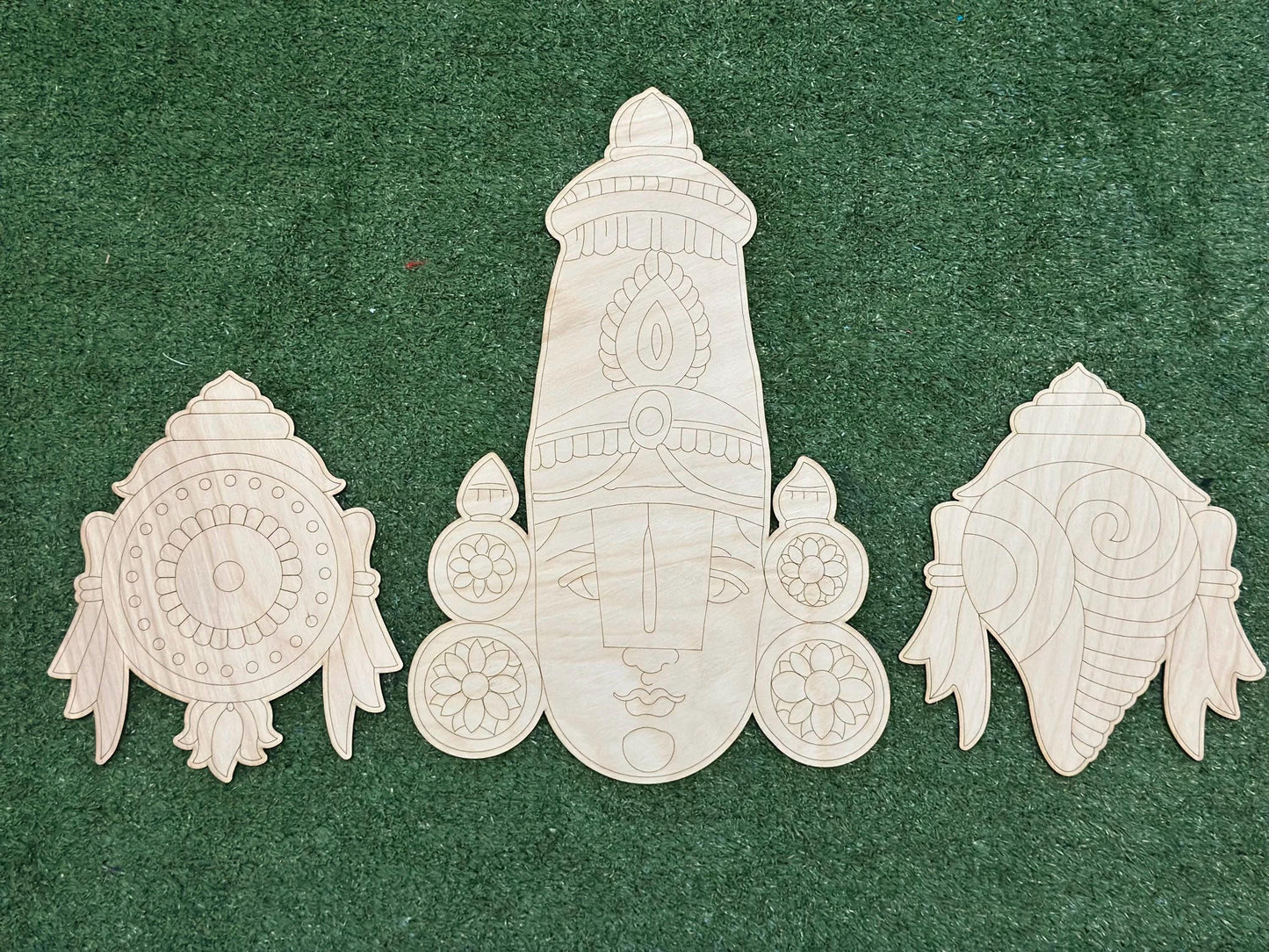 Unfinished Premarked Lord Balaji Plywood Base for DIY Crafts – Laser-Cut Wooden Balaji Cutout, Premarked Base for DIY Crafts, Wall Decor