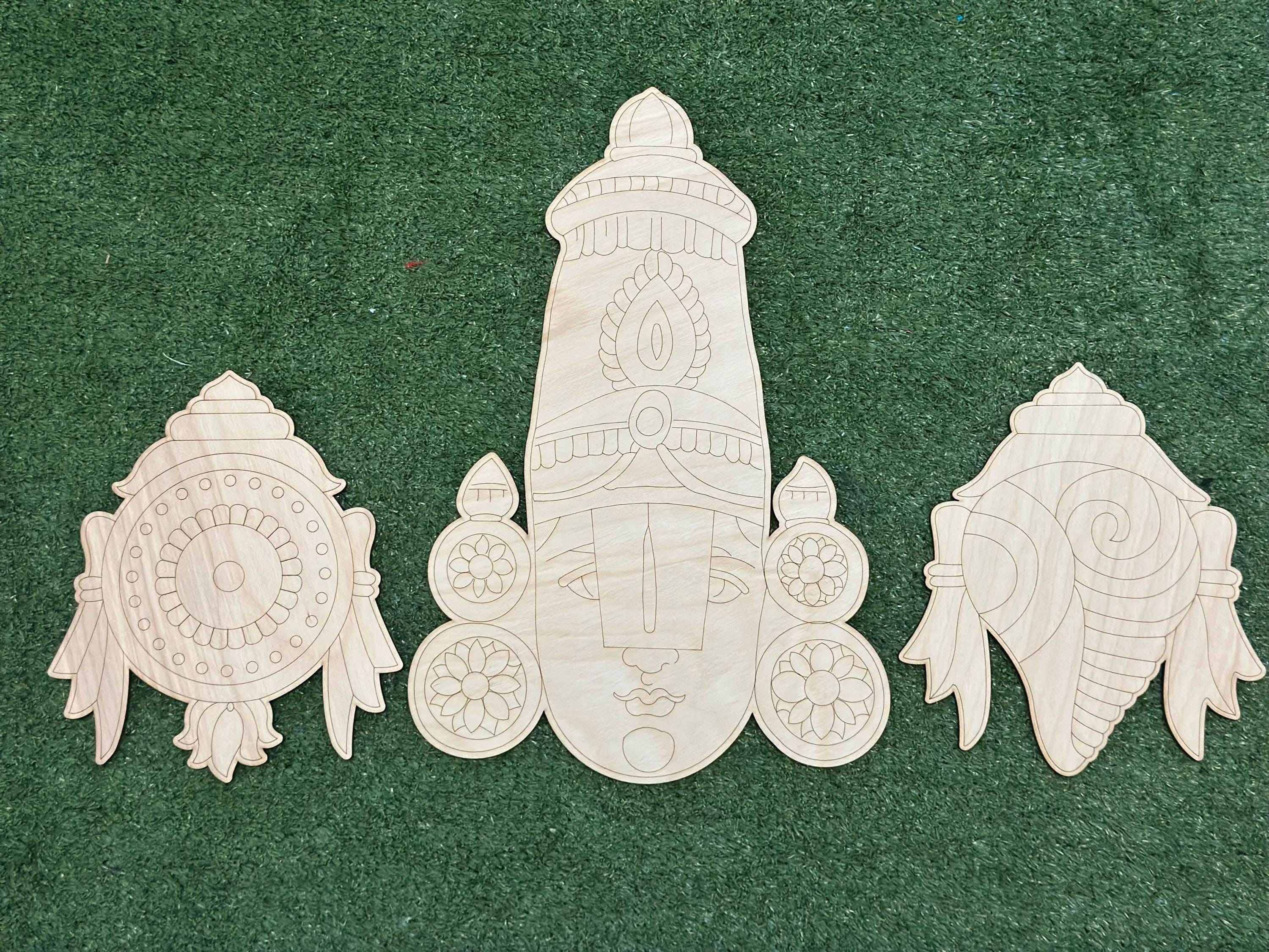 Unfinished Premarked Lord Balaji Plywood Base for DIY Crafts – Laser-Cut Wooden Balaji Cutout, Premarked Base for DIY Crafts, Wall Decor