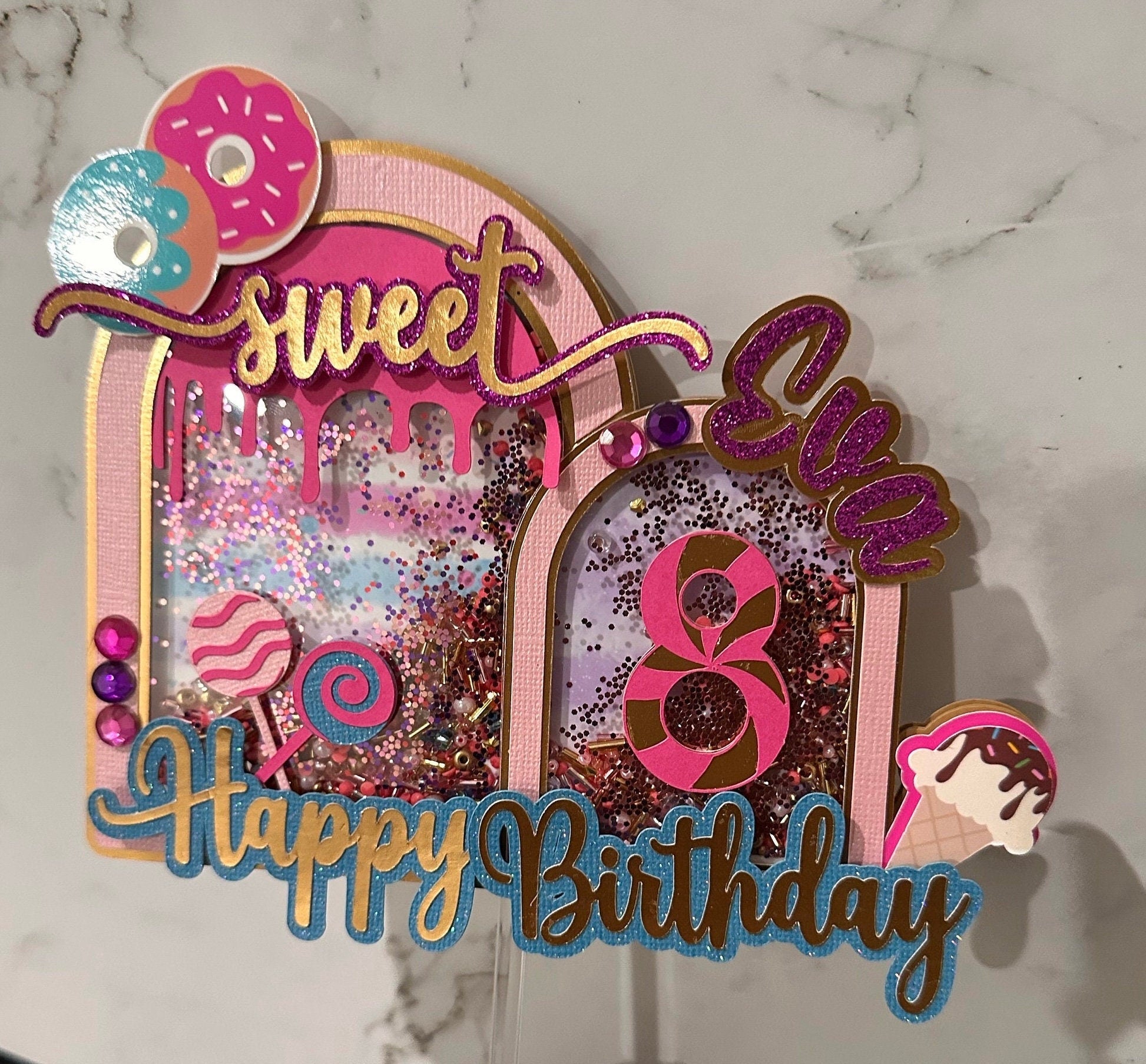 Candy Theme Caketopper, Happy Birthday Caketopper, Candy Caketopper, Shaker Caketopper, Candy Themed Party, Party Decorations, Party Toppers