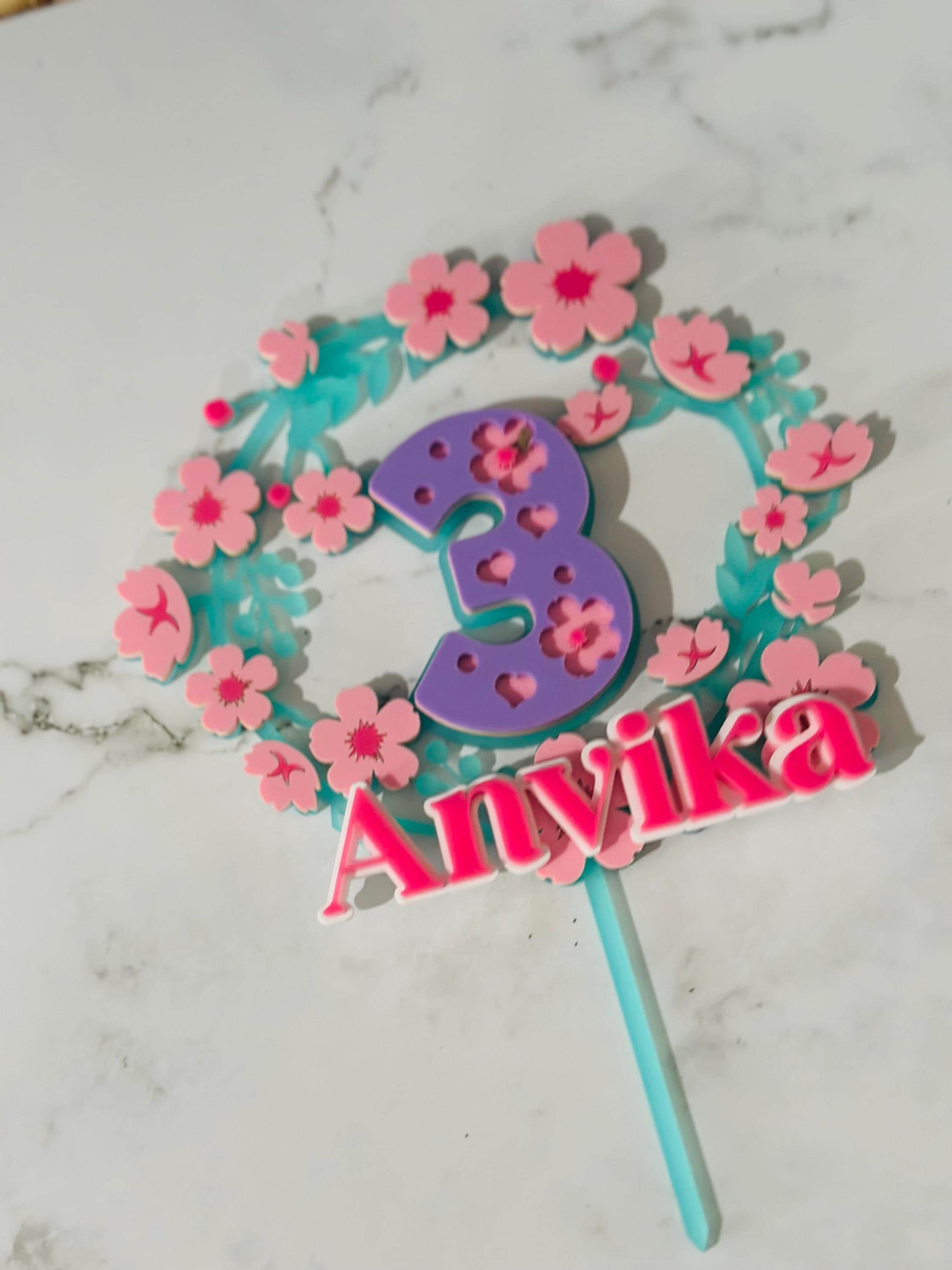 Acrylic Caketopper, Spring theme Caketopper, Floral Caketopper, Birthday Caketopper, Flowers Caketopper, Acrylic Birthday Caketopper, Party