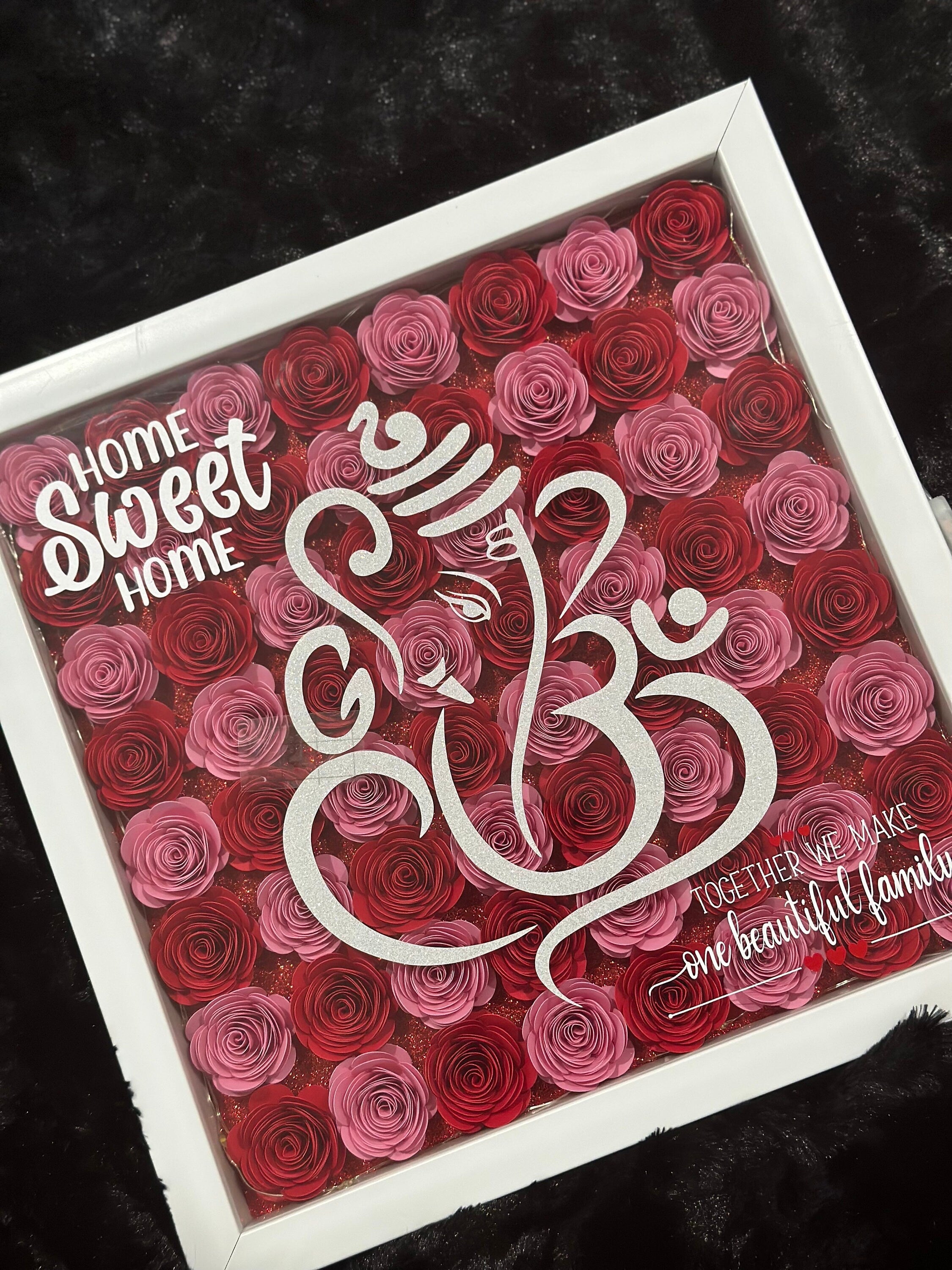 Shadow Box - Ganesh Custom Shadow Box, Housewarming Shadow Box, Custom Shadow Box, Housewarming Gifts, Paperflower Shadow Box, Custom Gifts