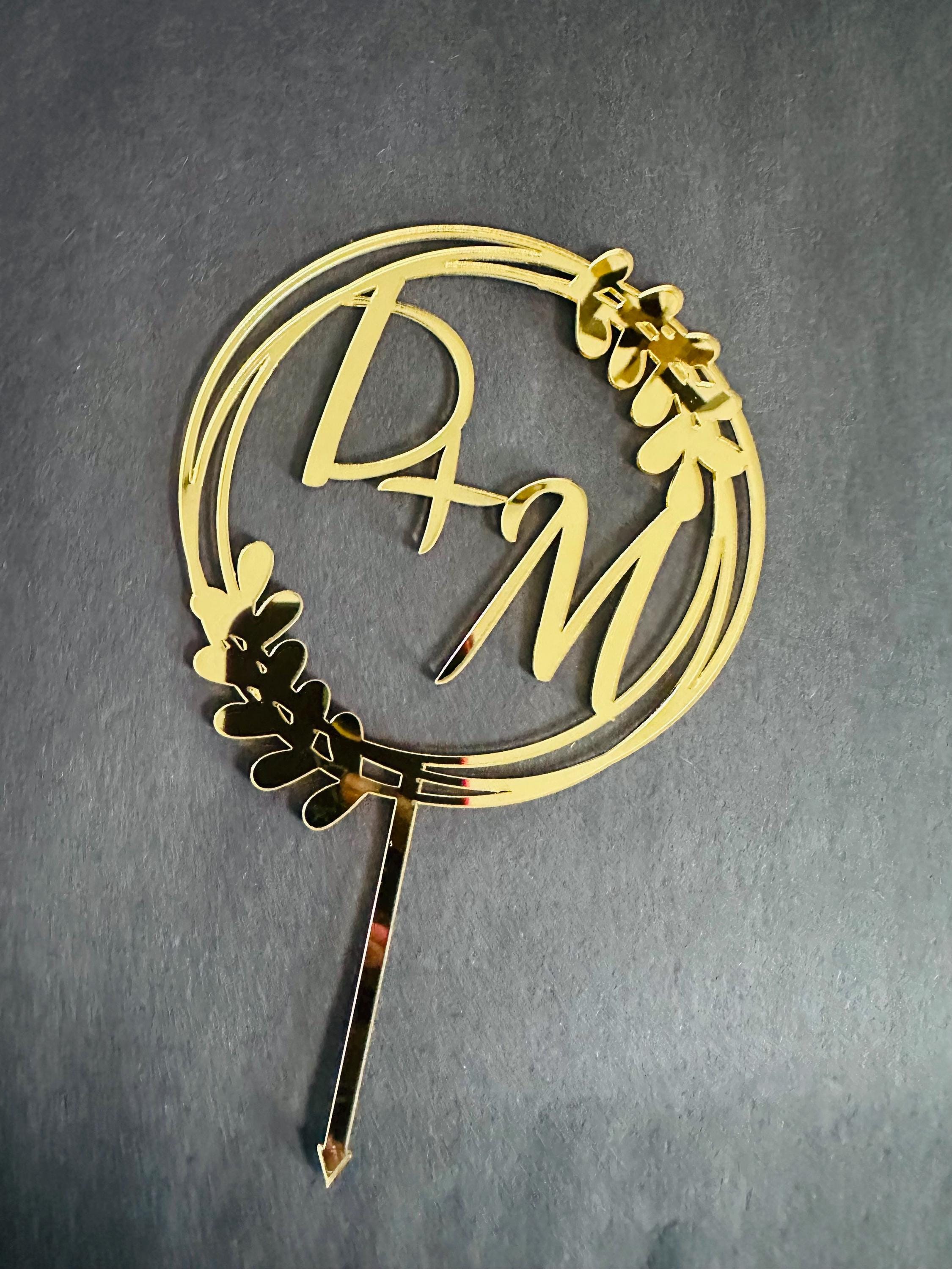 Acrylic Caketopper, Engagement Caketopper, Gold Caketopper, Wedding Caketopper, Acrylic topper, Acrylic Wedding Caketopper, Initial toppers
