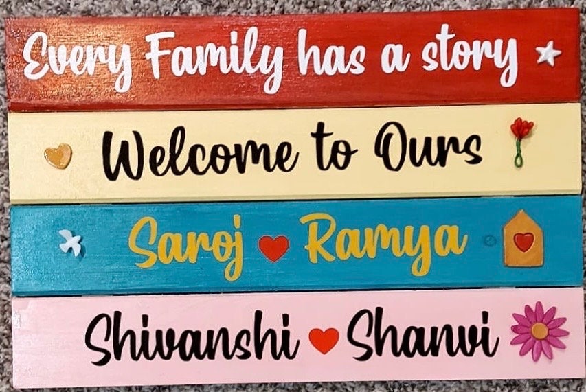 Welcome Family Sign, Name Boards, Family Name Boards, Entryway Sign, Indian Family Name Boards, Housewarming Gifts, Indian Family Board