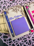 Post it Note Holder & Pen Set – Custom Engraved Desk Organizer – Teacher Gift, Office Decor, Coworker Gift, Boss Gift, Engraved Holder