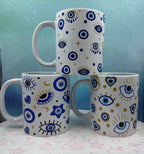 Personalized Mug, Evil Eye Mugs, 11oz Mug, Evil Eye Design Mugs, Mugs, Custom mugs, Kitchenware, Evil Eye Design Mug